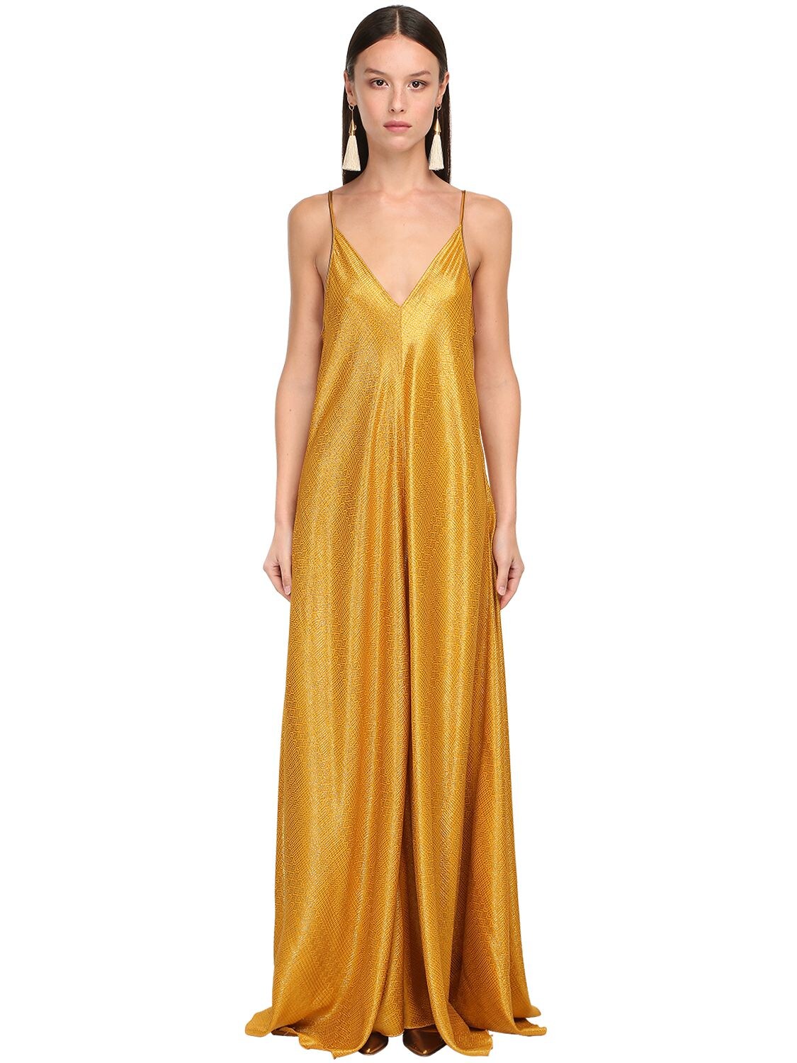 Forte Forte Lurex & Jacquard Long Dress In Gold