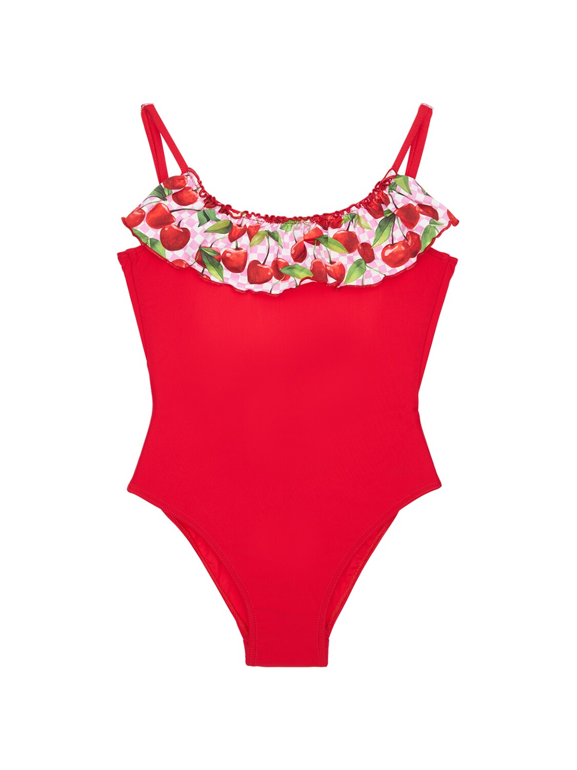 Selini Action Kids' Cherry Ruffle One Piece Swimsuit In Red | ModeSens