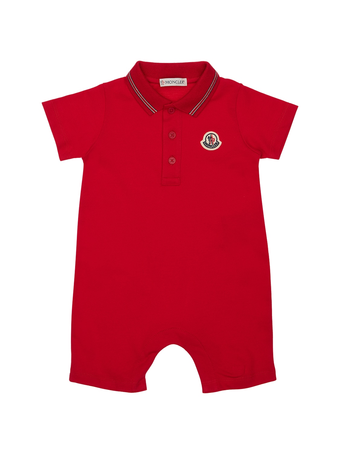 Moncler Babies' Cotton Piqué Romper In Red
