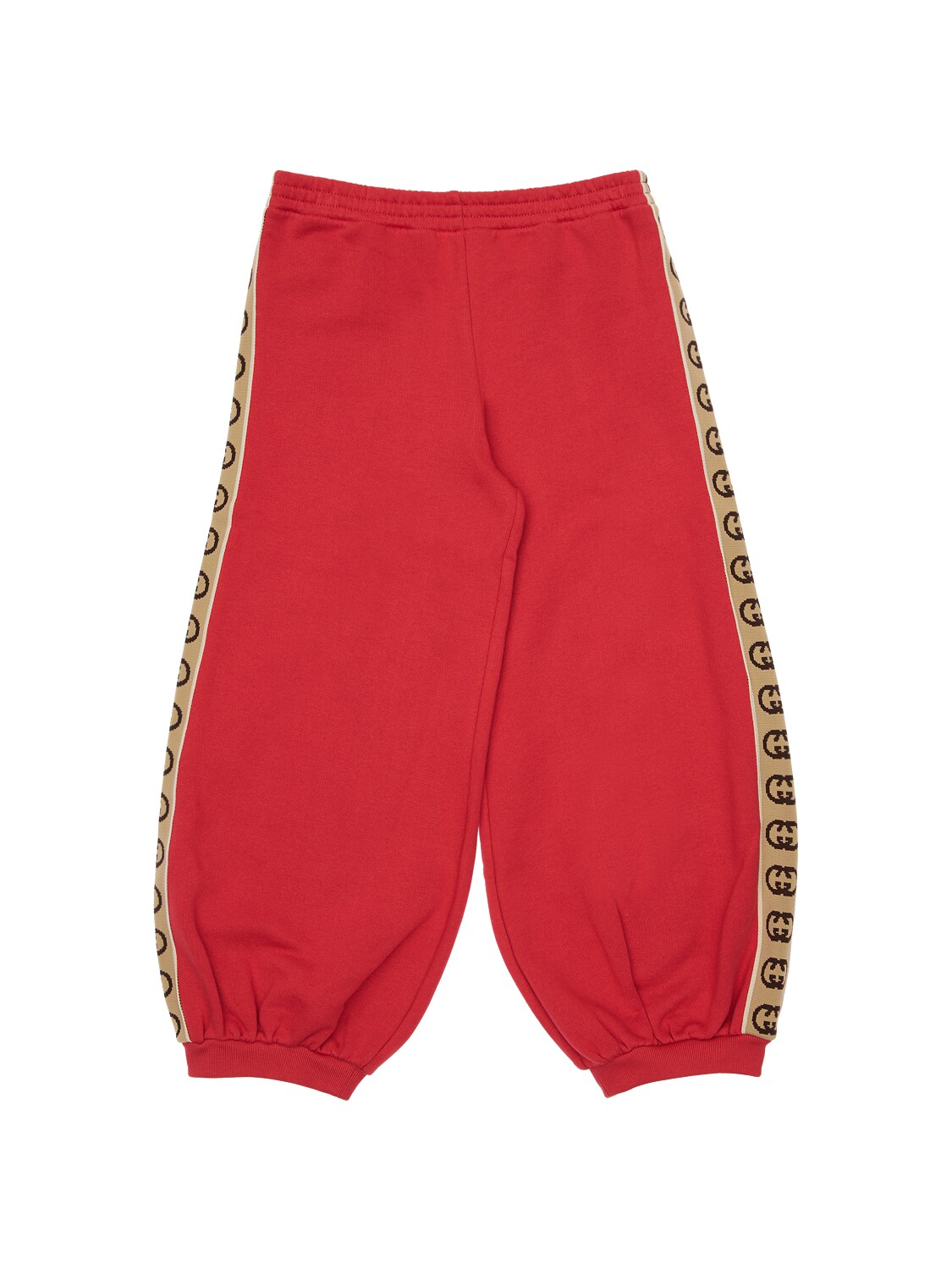 Gucci Kids' Cotton Sweatpants W/ Logo Bands In Red