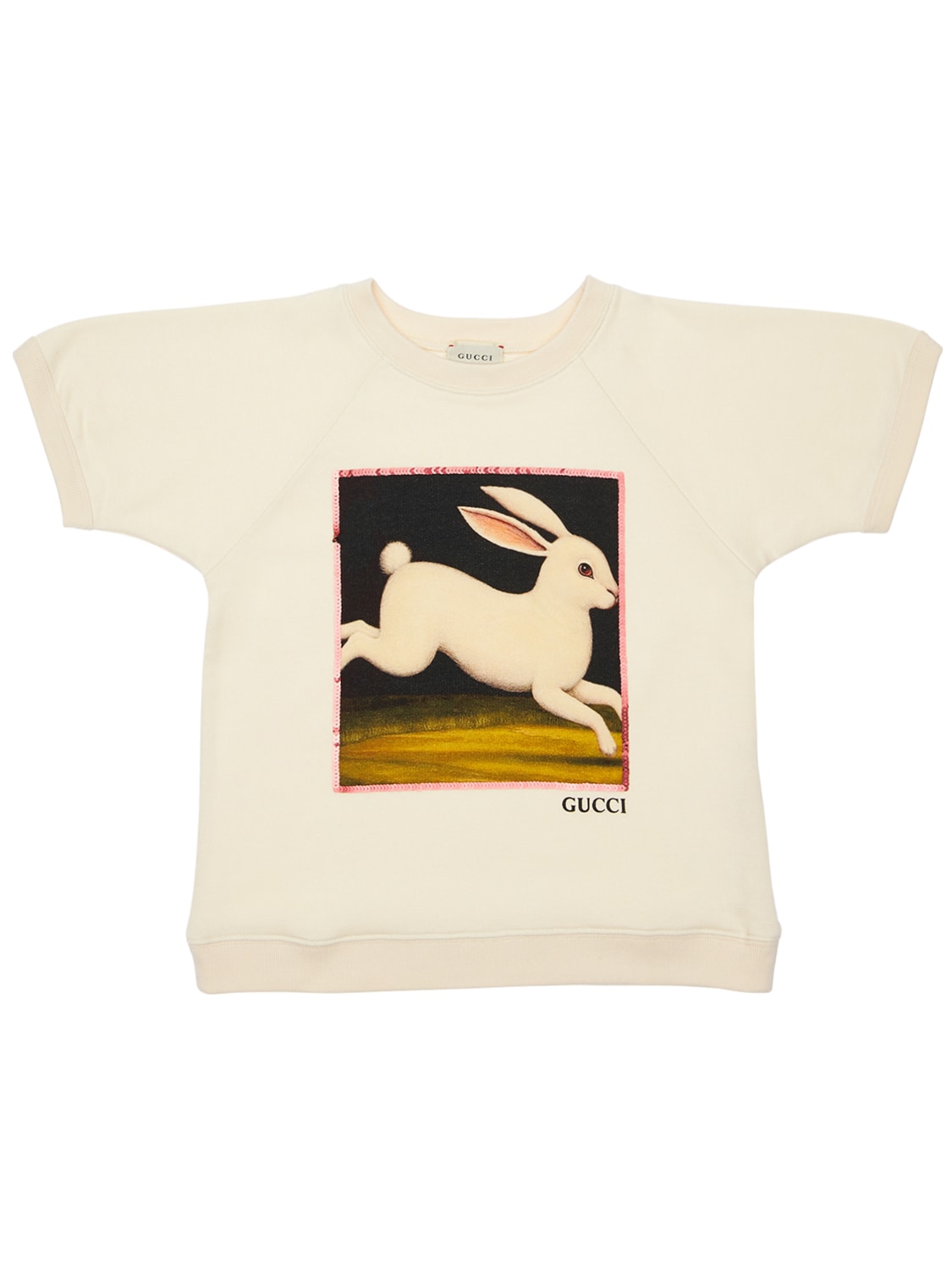 Gucci Rabbit Printed S/s  Cotton Sweatshirt In White