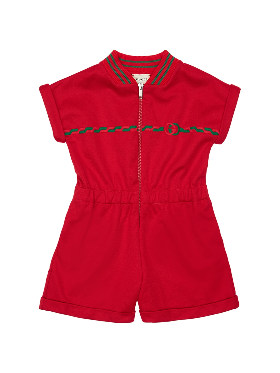 Gucci Kids' Technical Jersey Jumpsuit In Red