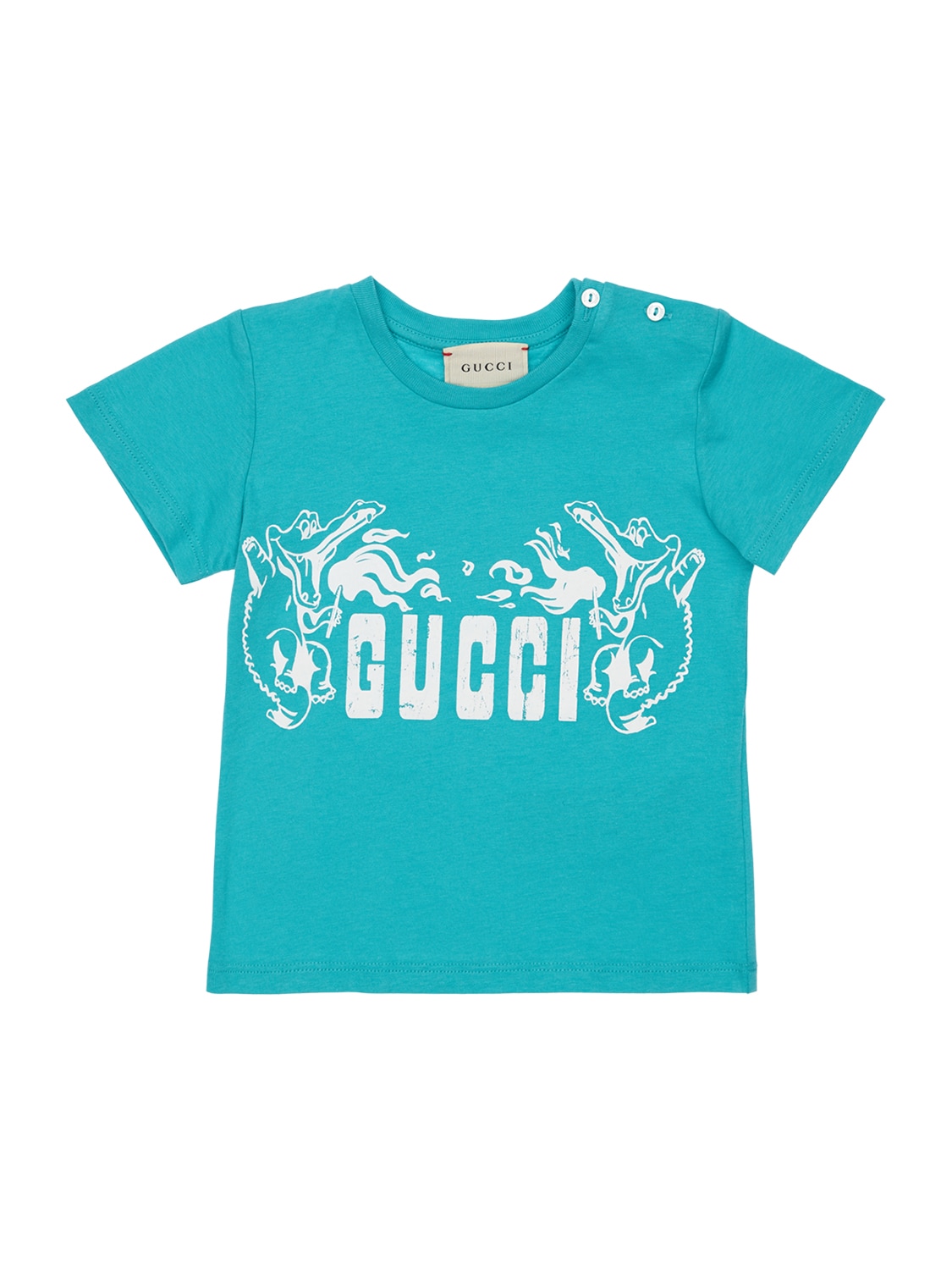 Gucci Kids' Logo Print Cotton Jersey T-shirt In Blue