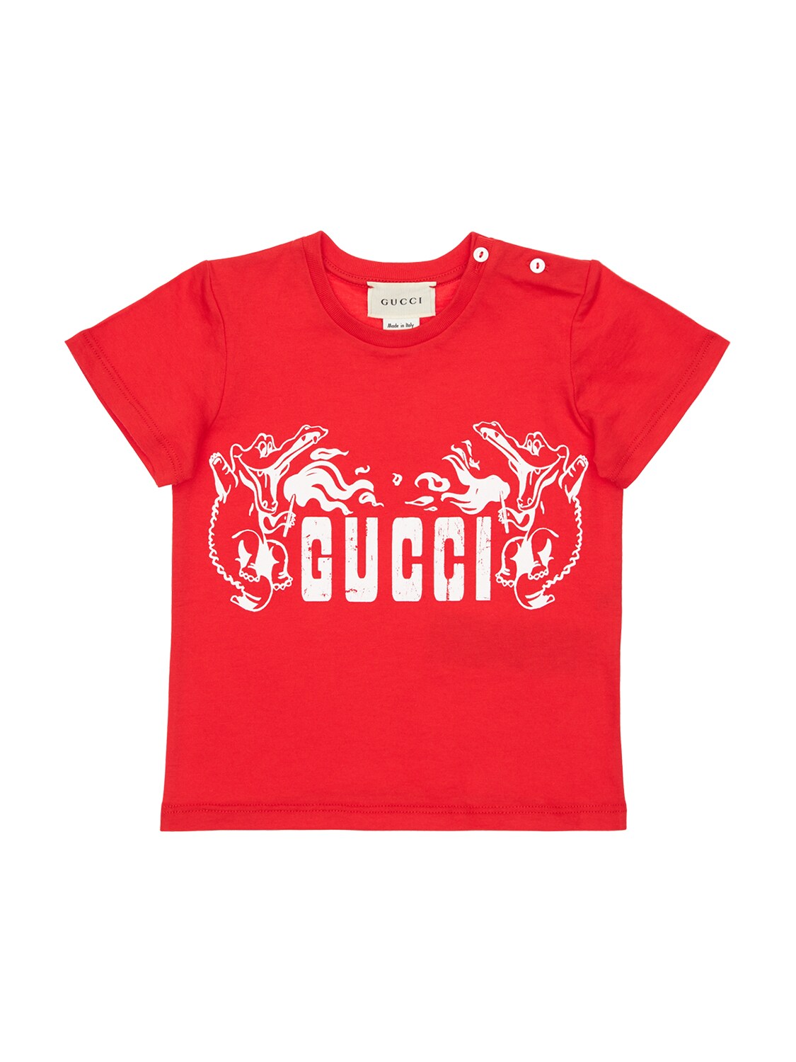 Gucci Babies' Logo Print Cotton Jersey T-shirt In Red