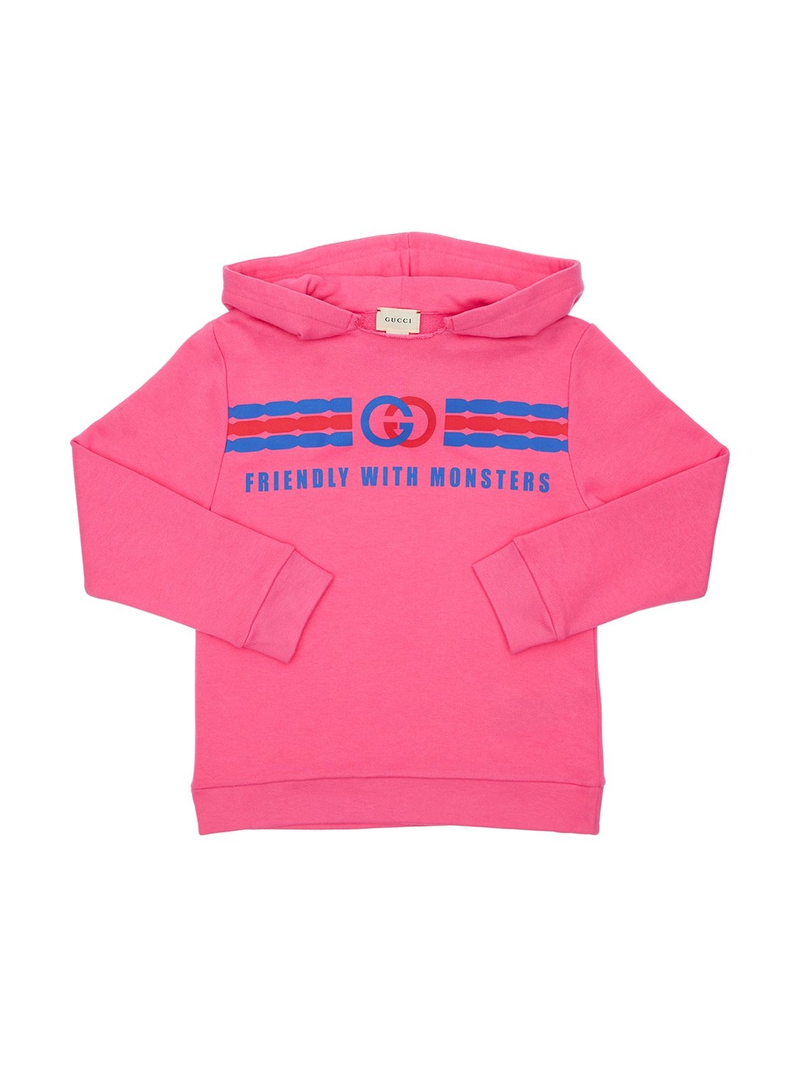Gucci Kids' Cotton Sweatshirt Hoodie W/ Logo Print In Pink