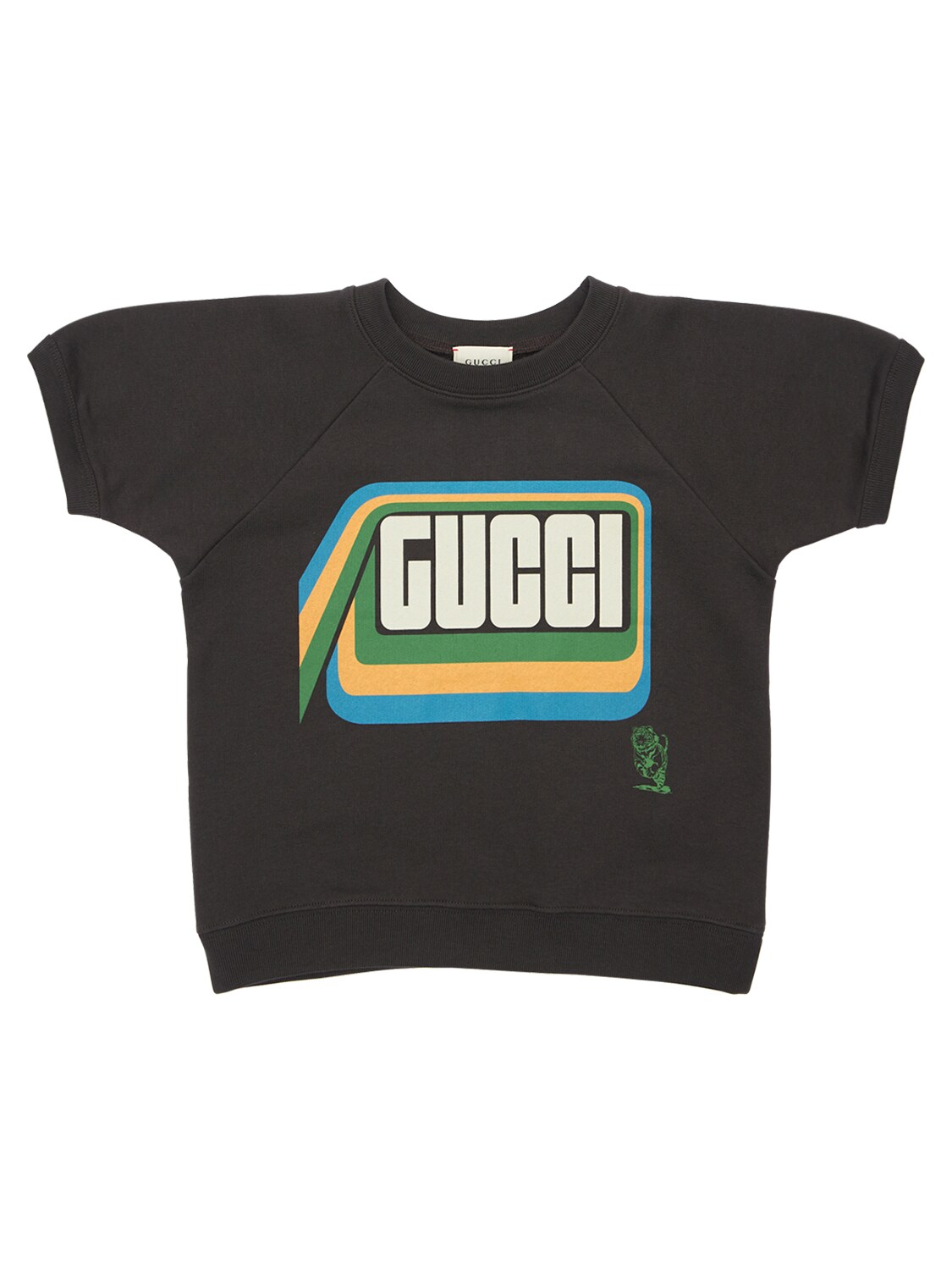Gucci Logo Print Cotton Sweatshirt In Dark Grey