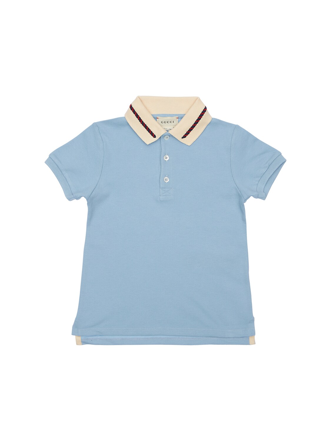 Gucci Cotton Piquet Polo W/ Embroidered Logo In Light Blue