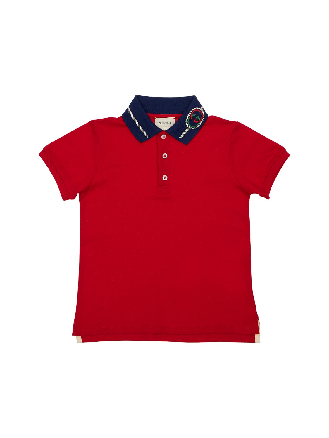 Gucci Cotton Piquet Polo W/ Embroidered Logo In Red