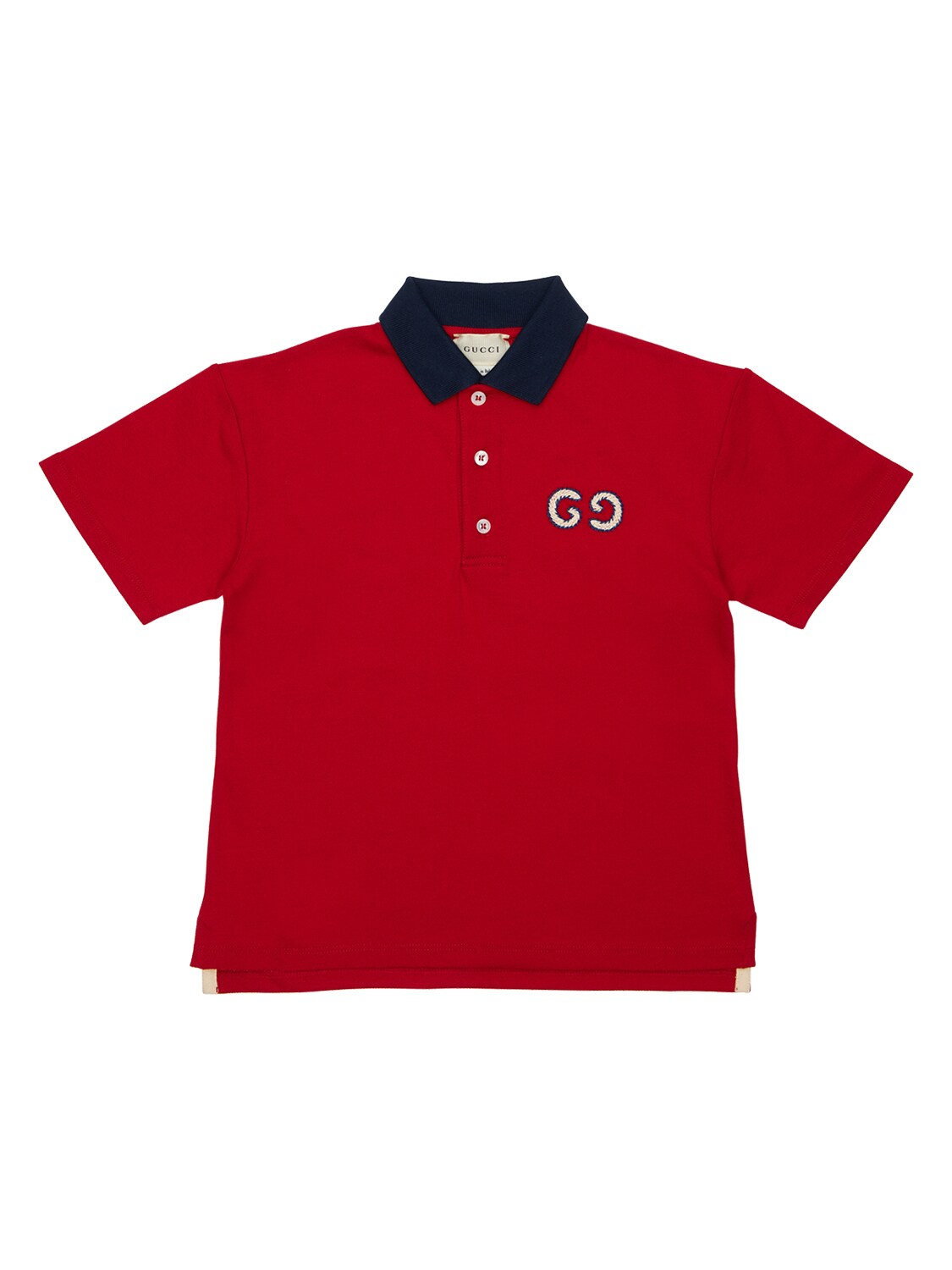 Gucci Kids' Cotton Piquet Polo W/ Logo In Red