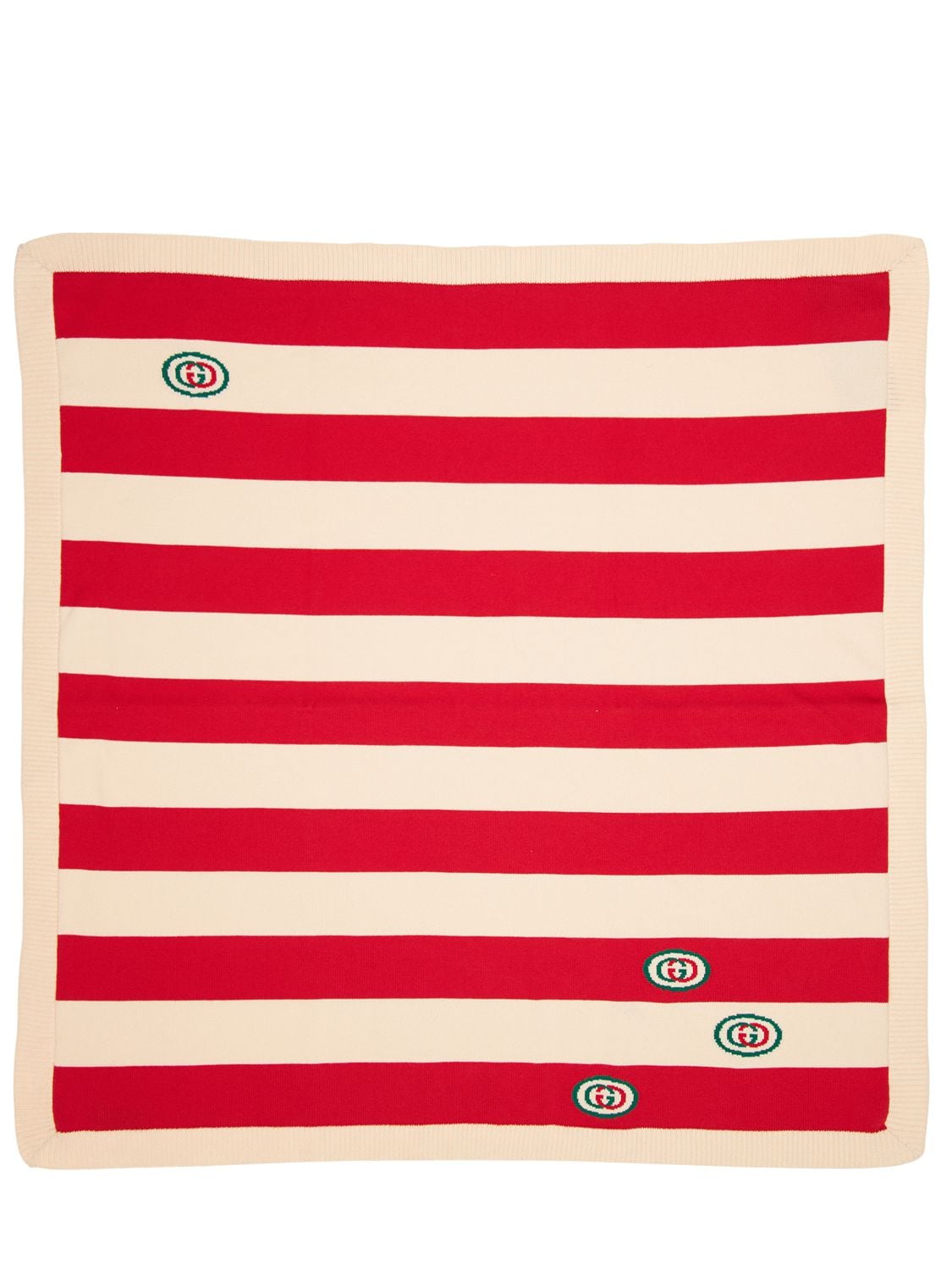 Gucci Cotton Blanket W/ Patch In Red,white