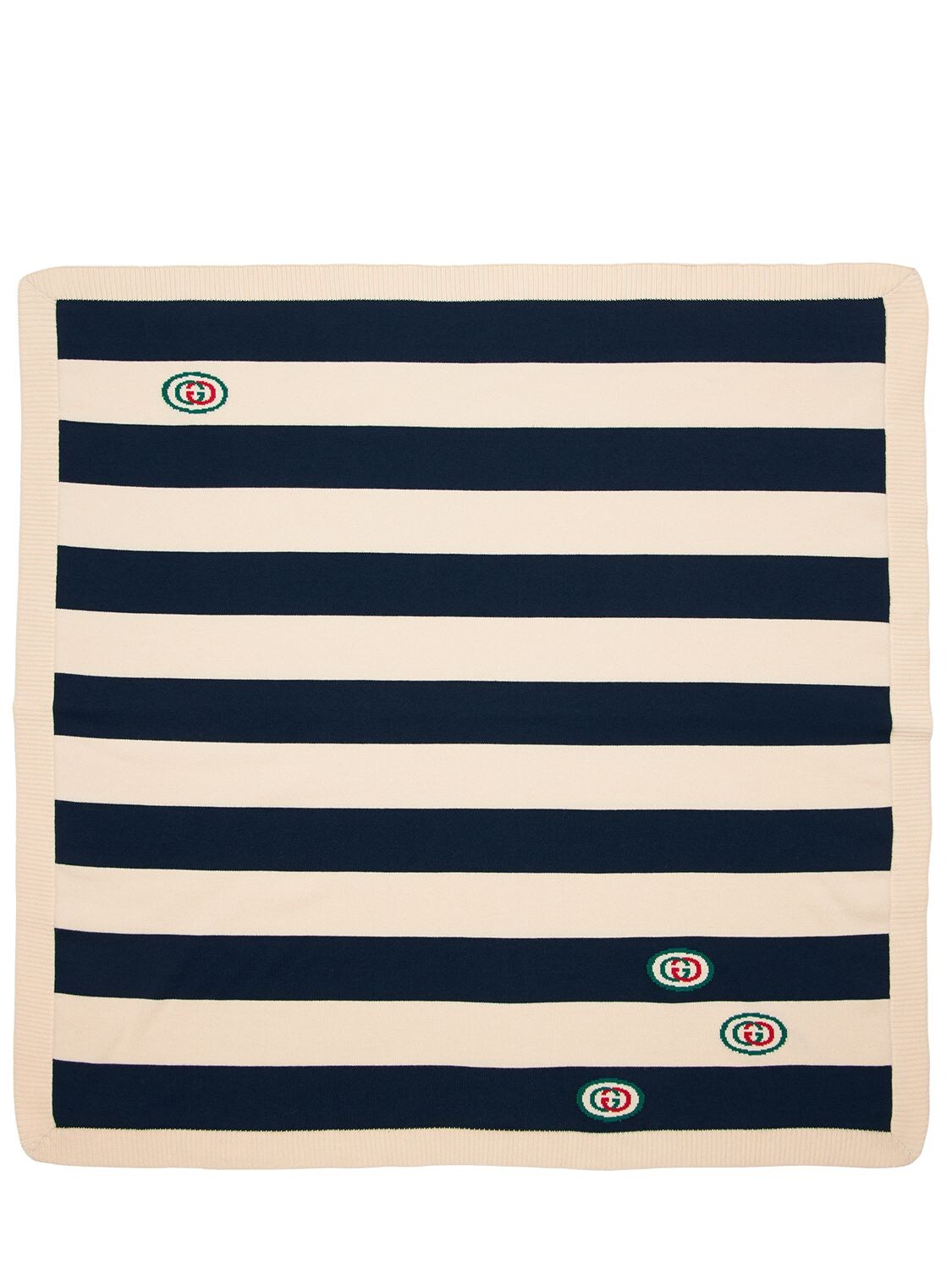 Gucci Cotton Blanket W/ Patch In Navy,white