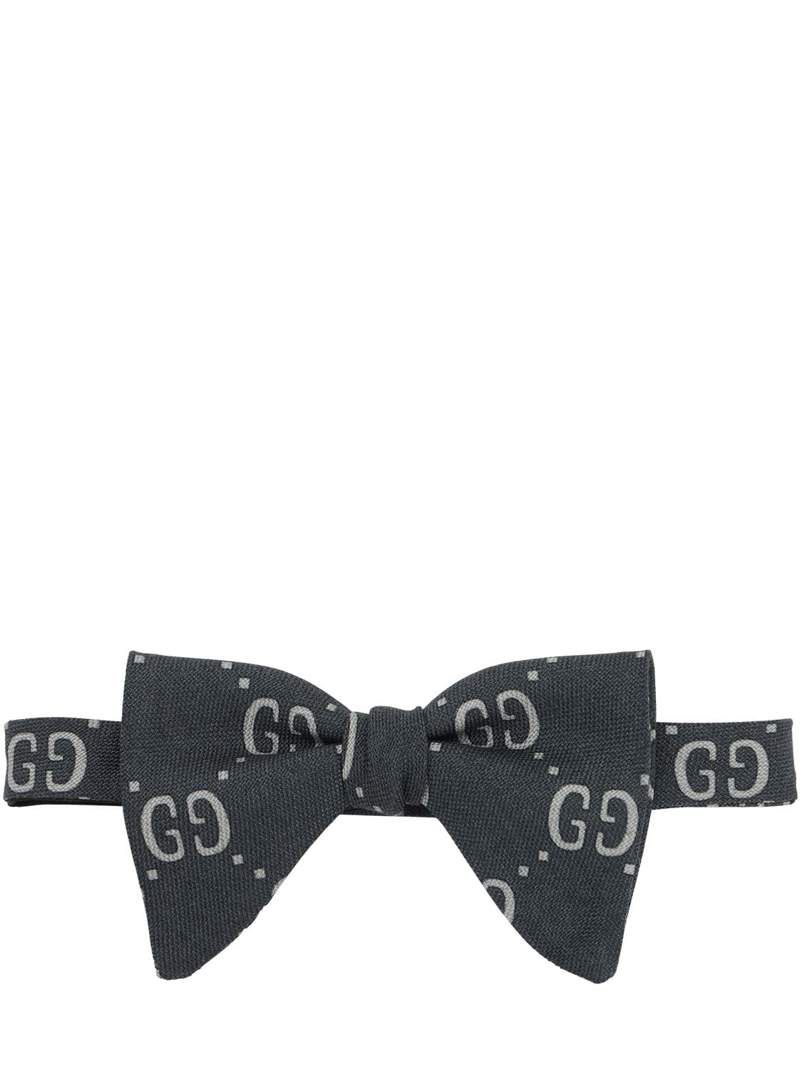 Gucci Kids' Logo Print Wool & Silk Bow Tie In Grey