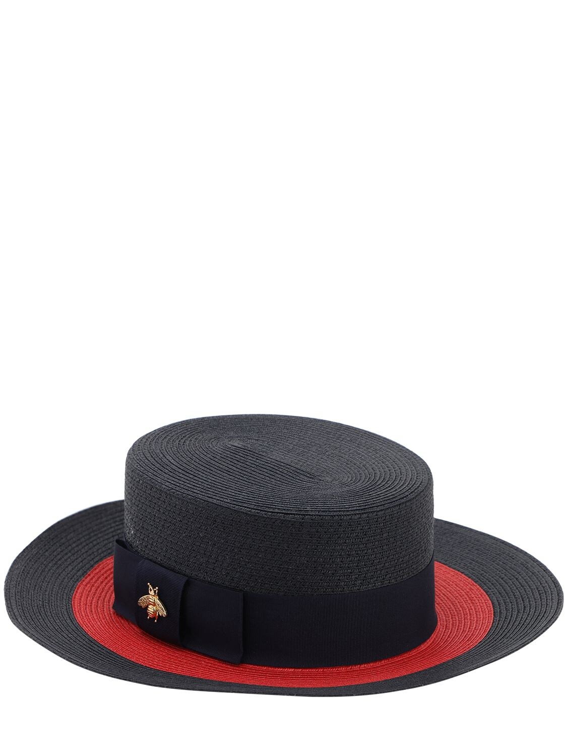 Gucci Babies' Straw Effect Hat In Navy