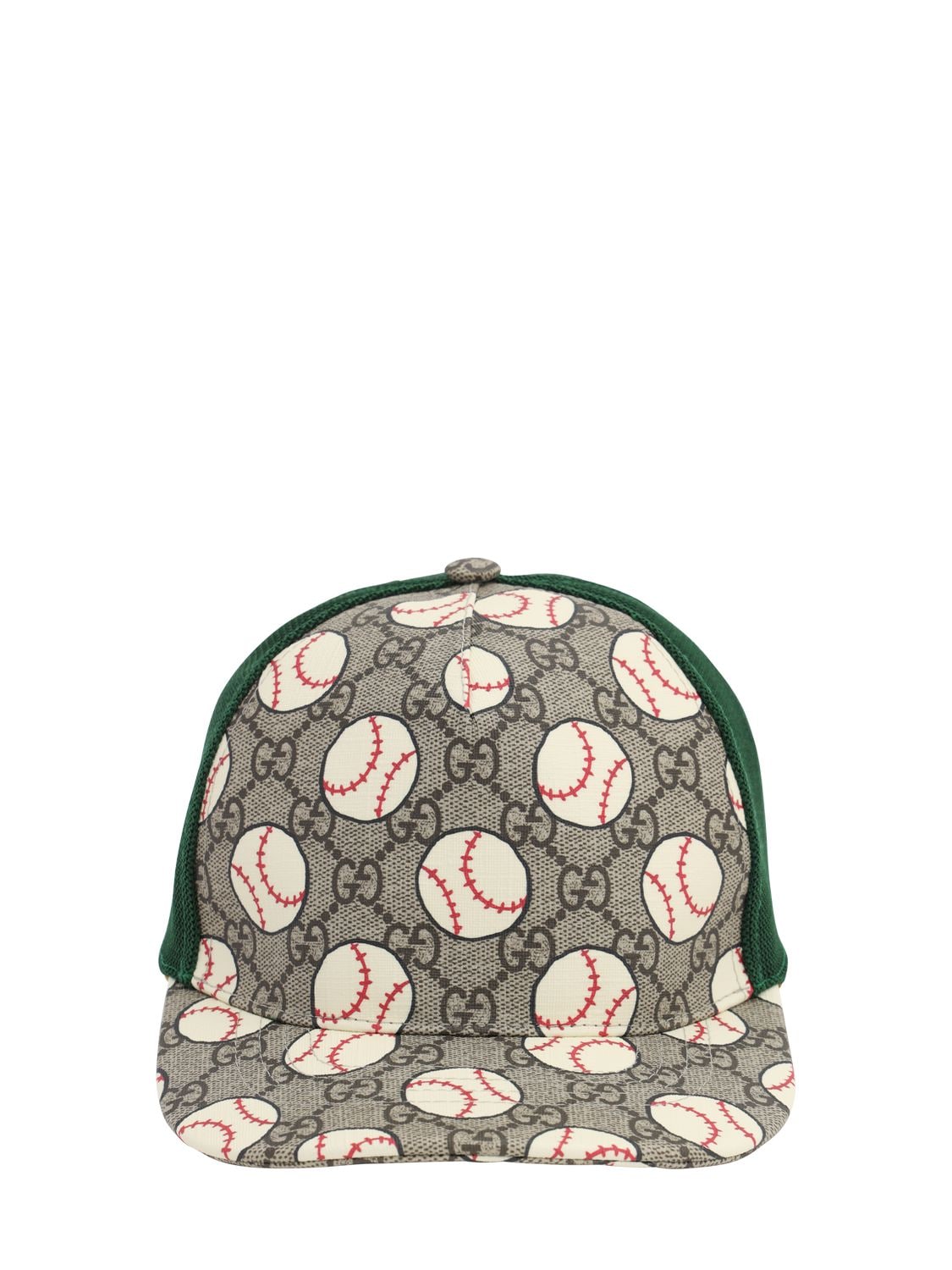 Gucci Baseball Print Gabardine Baseball Hat In Beige,green