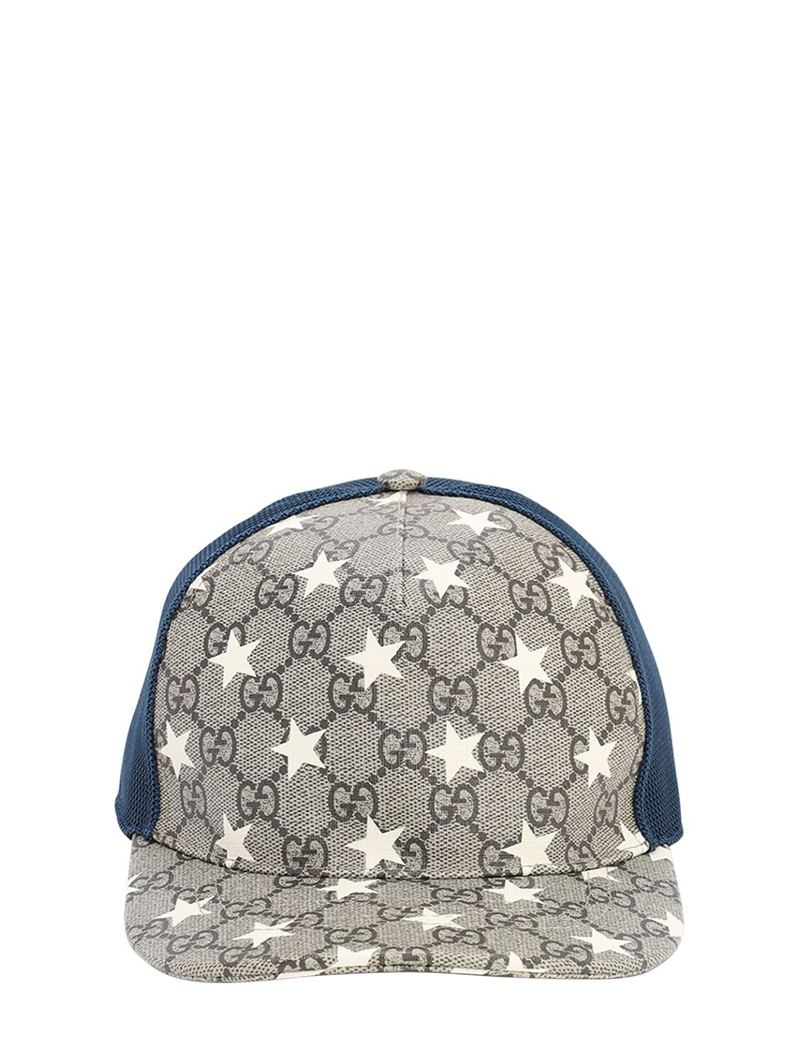Gucci Stars Print Gabardine Baseball Hat In Beige,navy