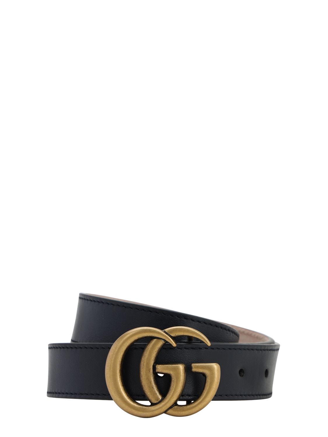 Gucci Babies' Logo Leather Belt In Navy