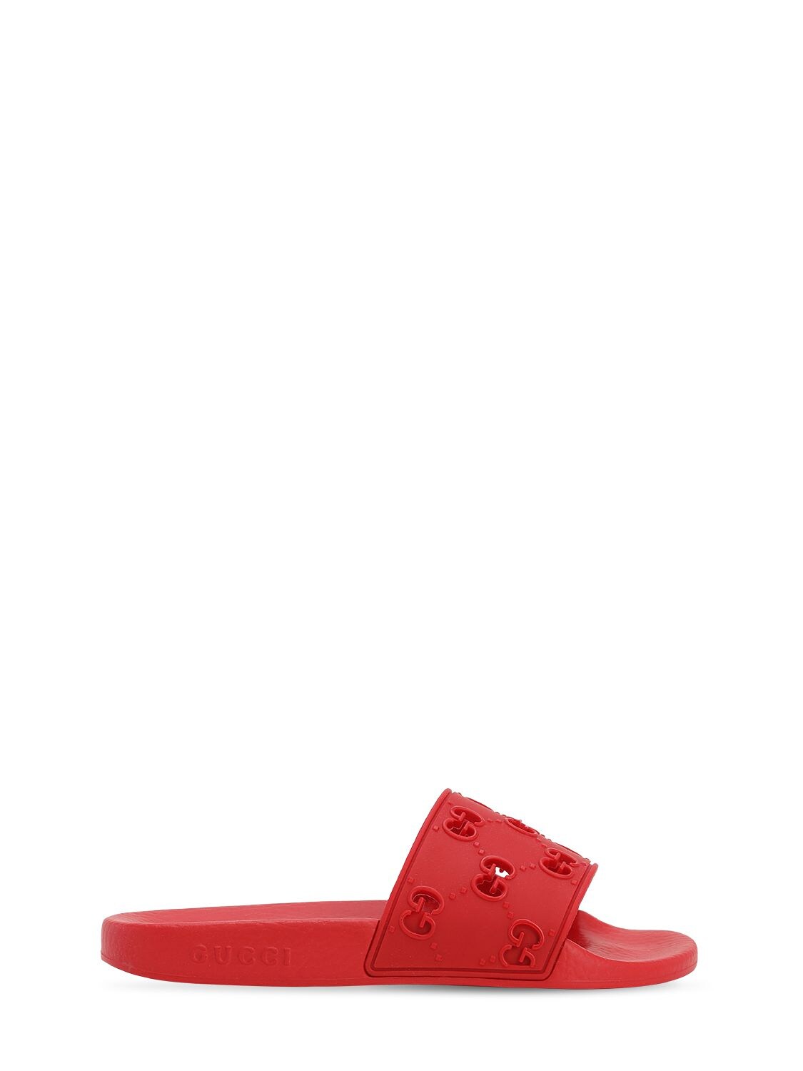 Gucci Kids' Logo Rubber Slide Sandals In Red
