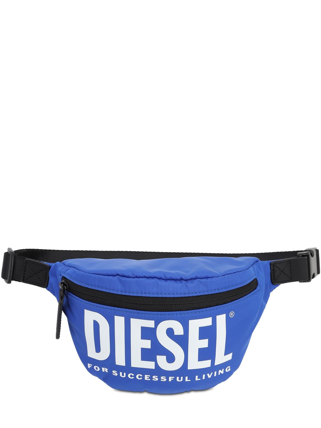 Diesel Kids' Logo Printed Nylon Belt Bag In Blue
