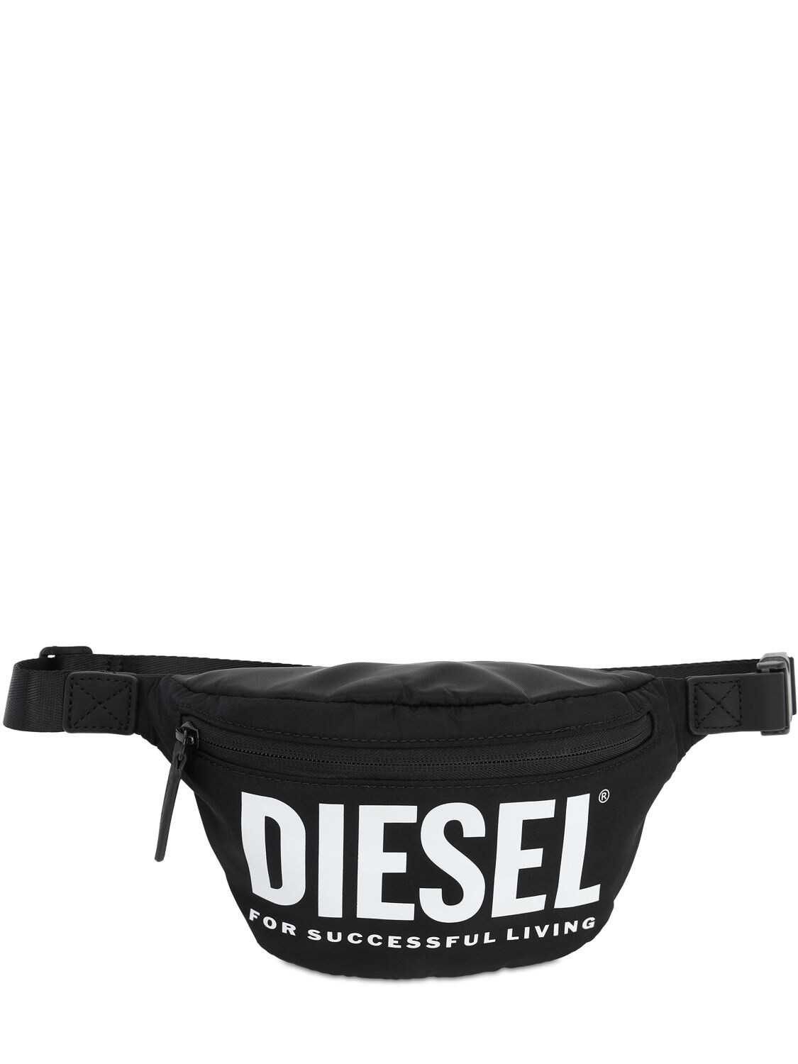 Diesel Kids' Logo Printed Nylon Belt Bag In Black
