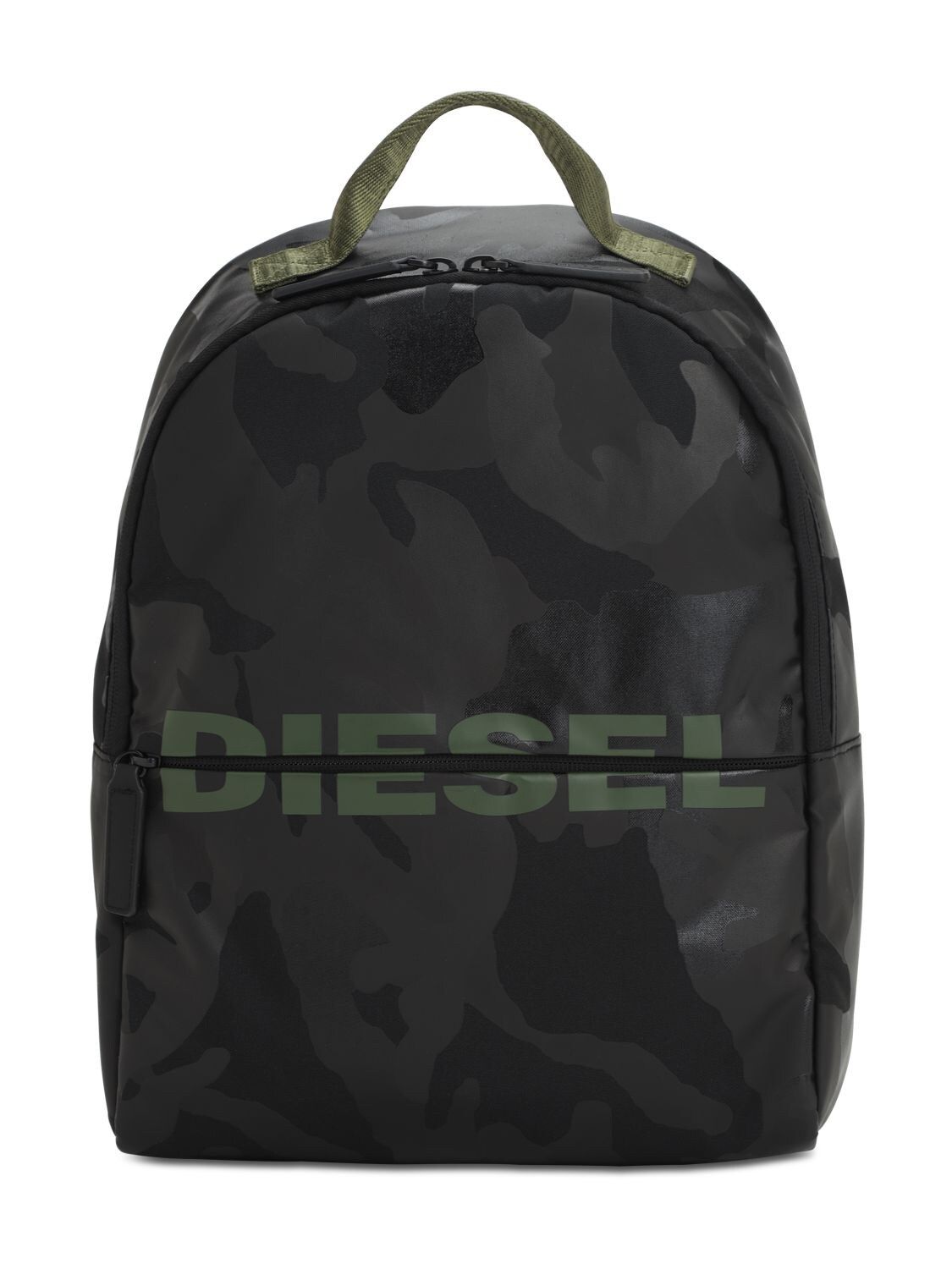 Diesel Kids' Camouflage Print Nylon Backpack In Black