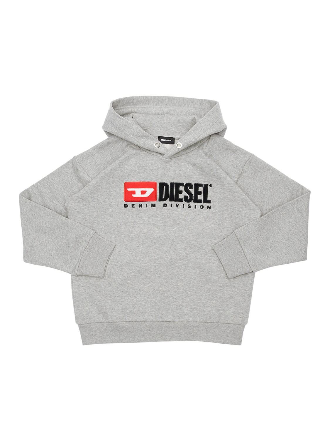 Diesel Kids' Flocked Logo Cotton Sweatshirt In Grey