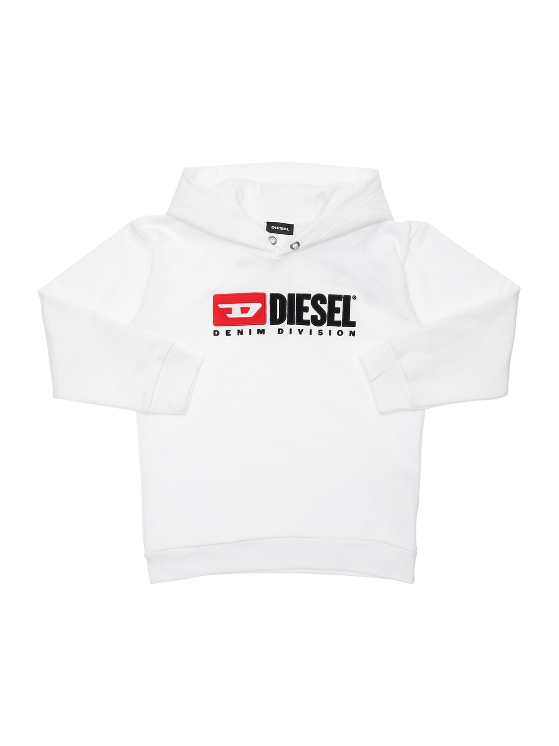 Diesel Kids' Flocked Logo Cotton Sweatshirt In White