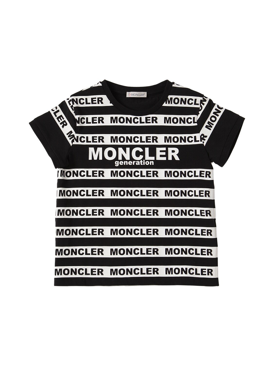 MONCLER LOGO条纹印花纯棉T恤,71IFI5032-OTK50