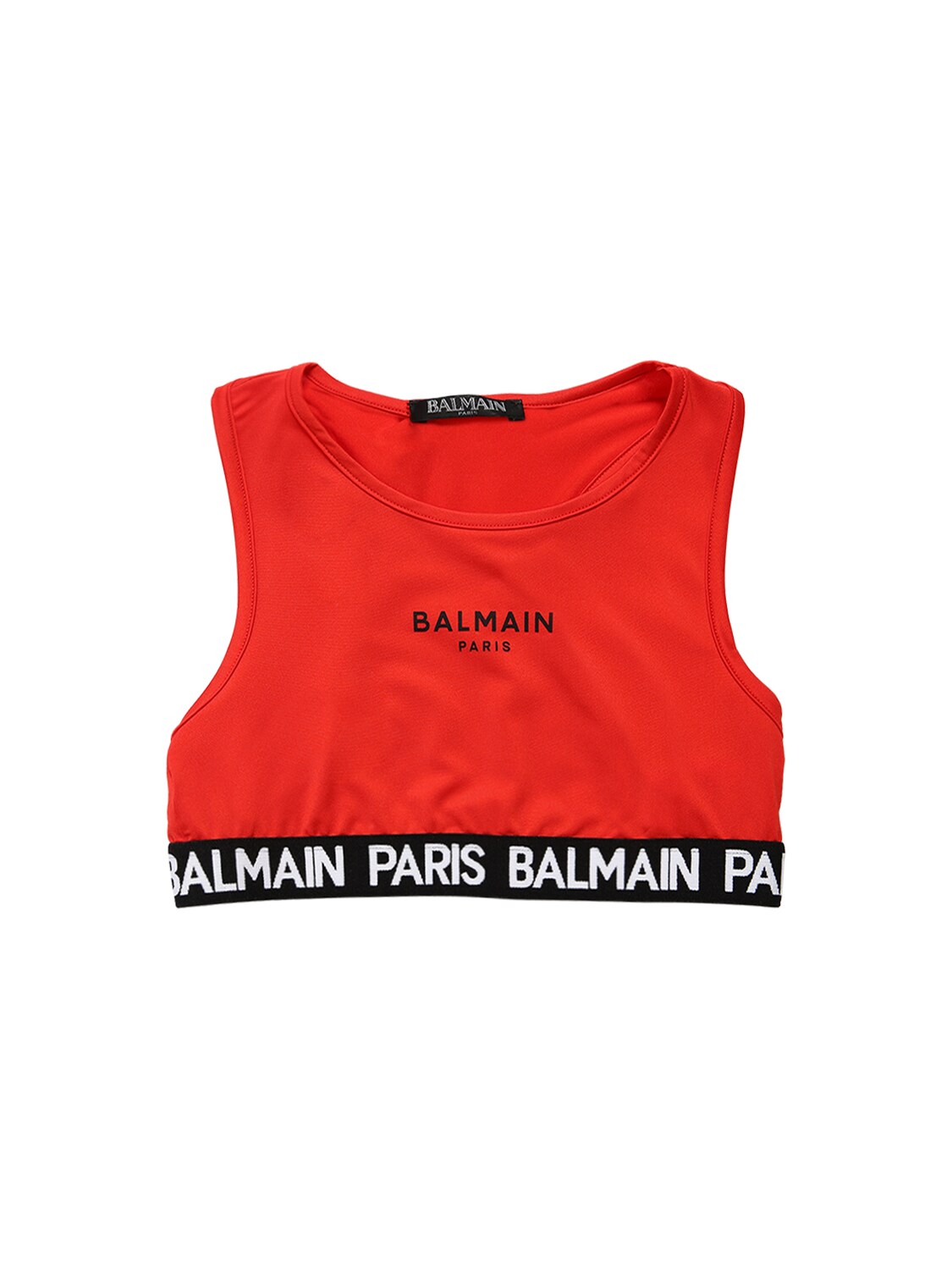 Balmain Kids' Logo Band Lycra Racerback Top In Red