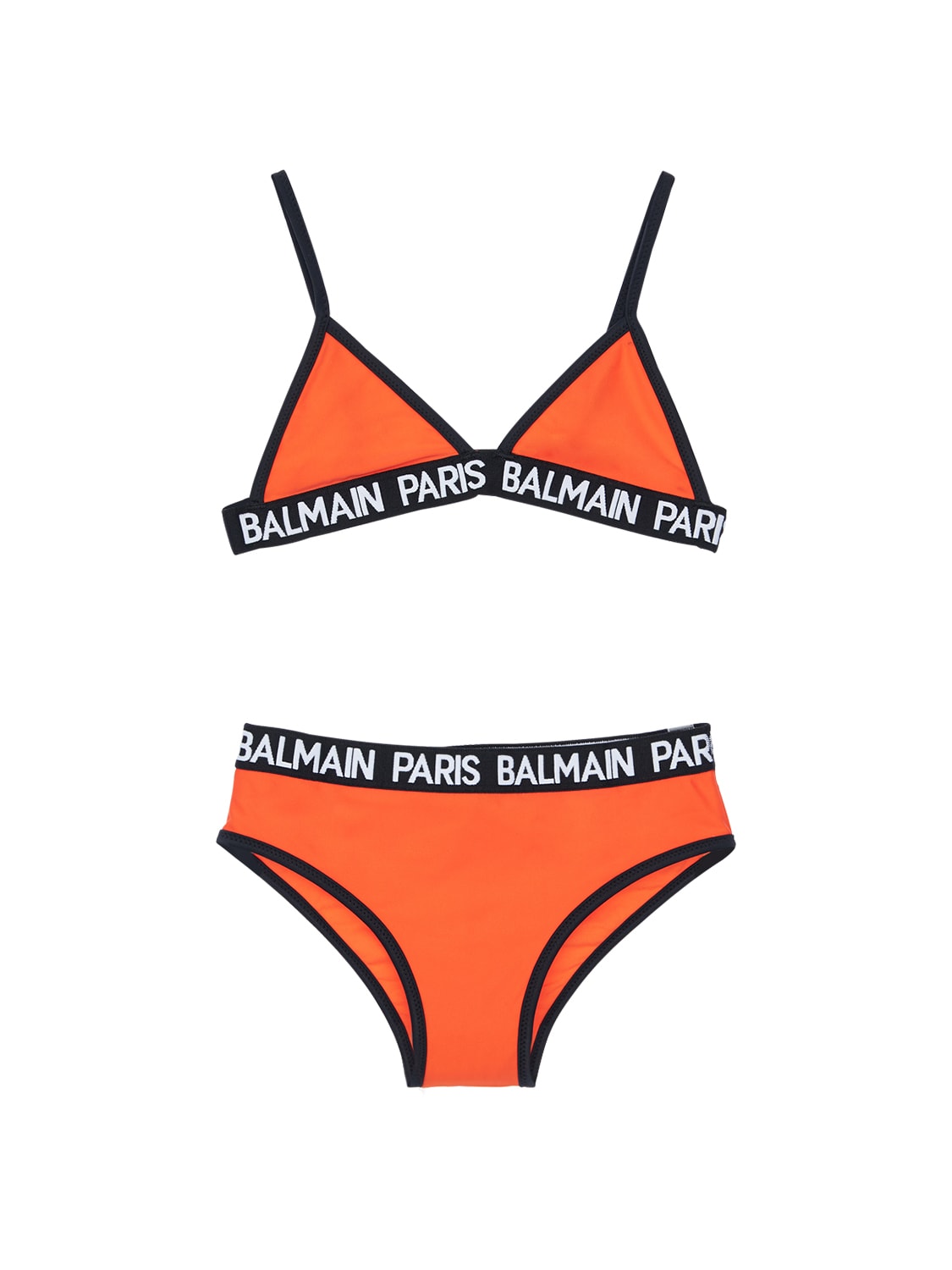 Balmain Kids' Logo Band Triangle Bikini In Red