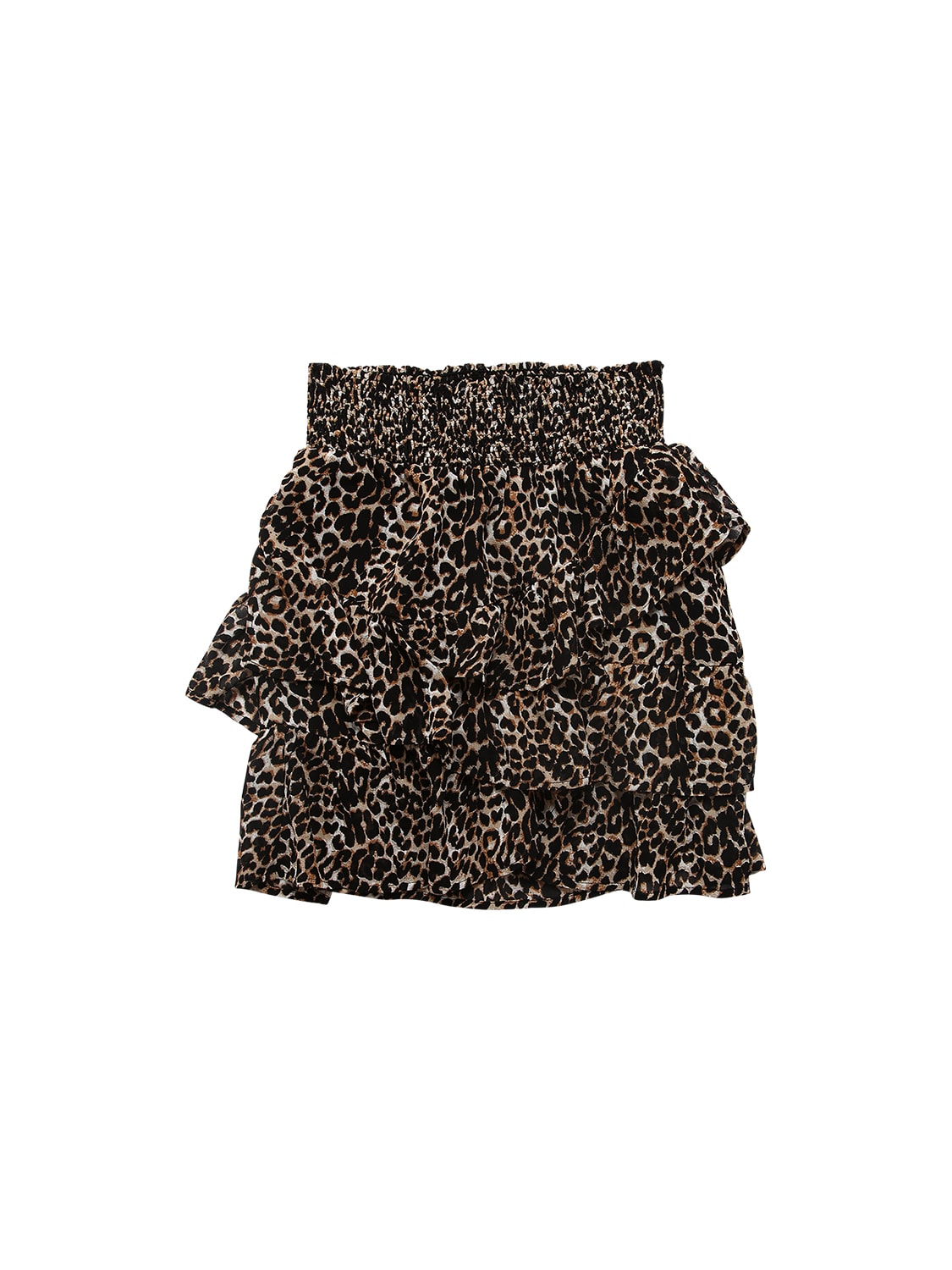 Les Coyotes De Paris Kids' Leopard Printed Georgette Skirt In Multicolor