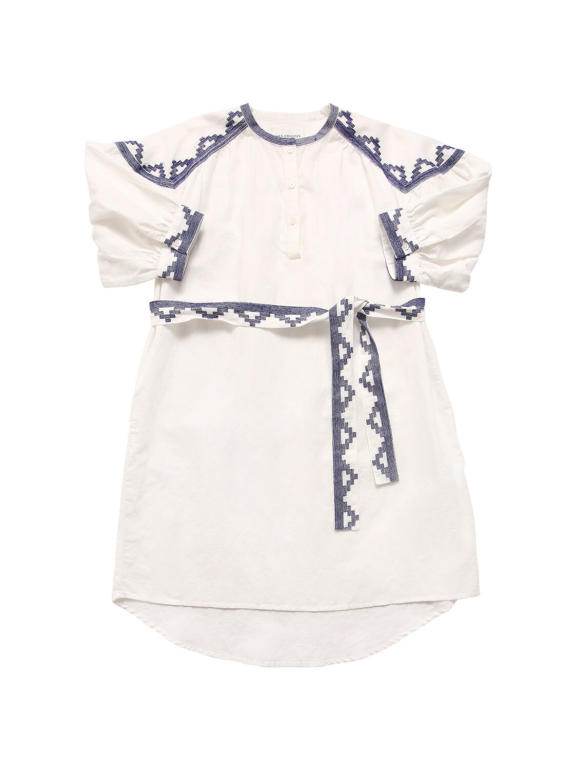 Les Coyotes De Paris Kids' Embroidered Cotton & Linen Dress In White
