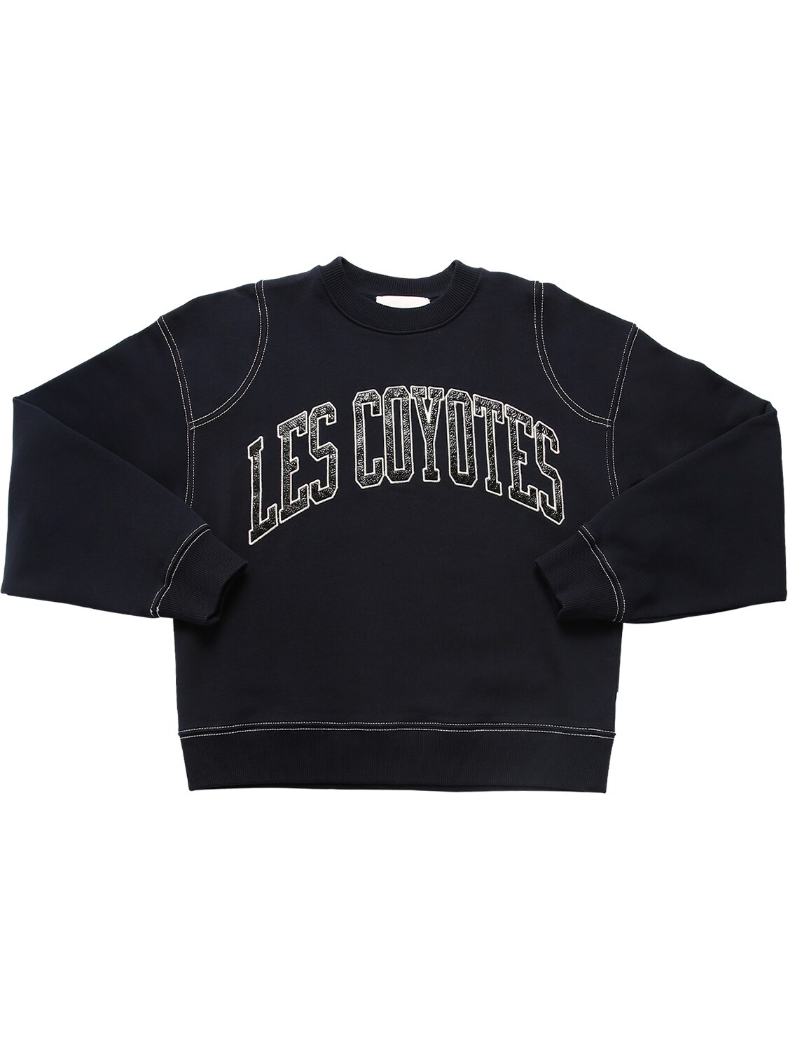 Les Coyotes De Paris Kids' Embroidered Logo Cotton Sweatshirt In Navy