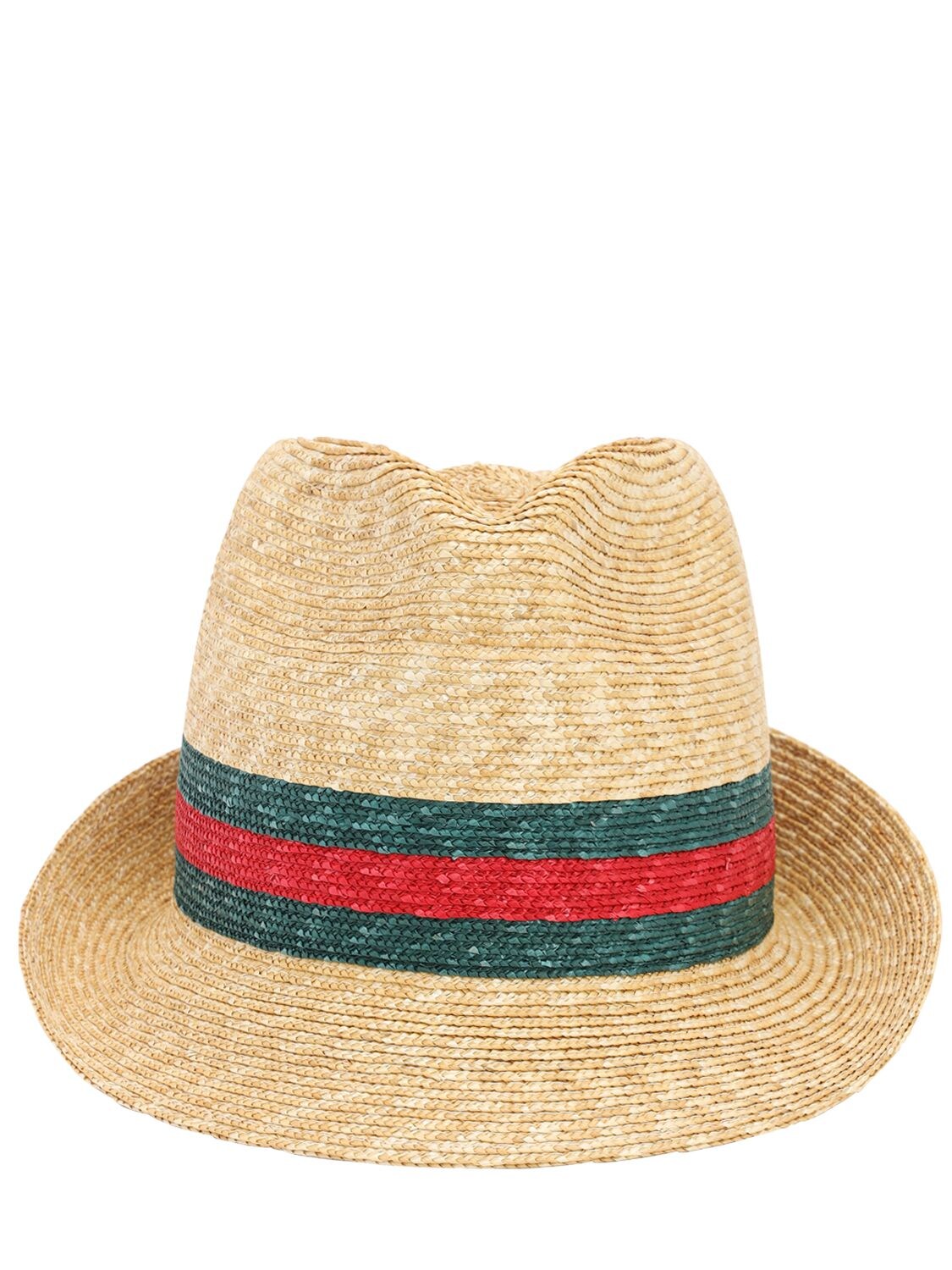 Shop Gucci Straw Hat With Web Detail In Beige