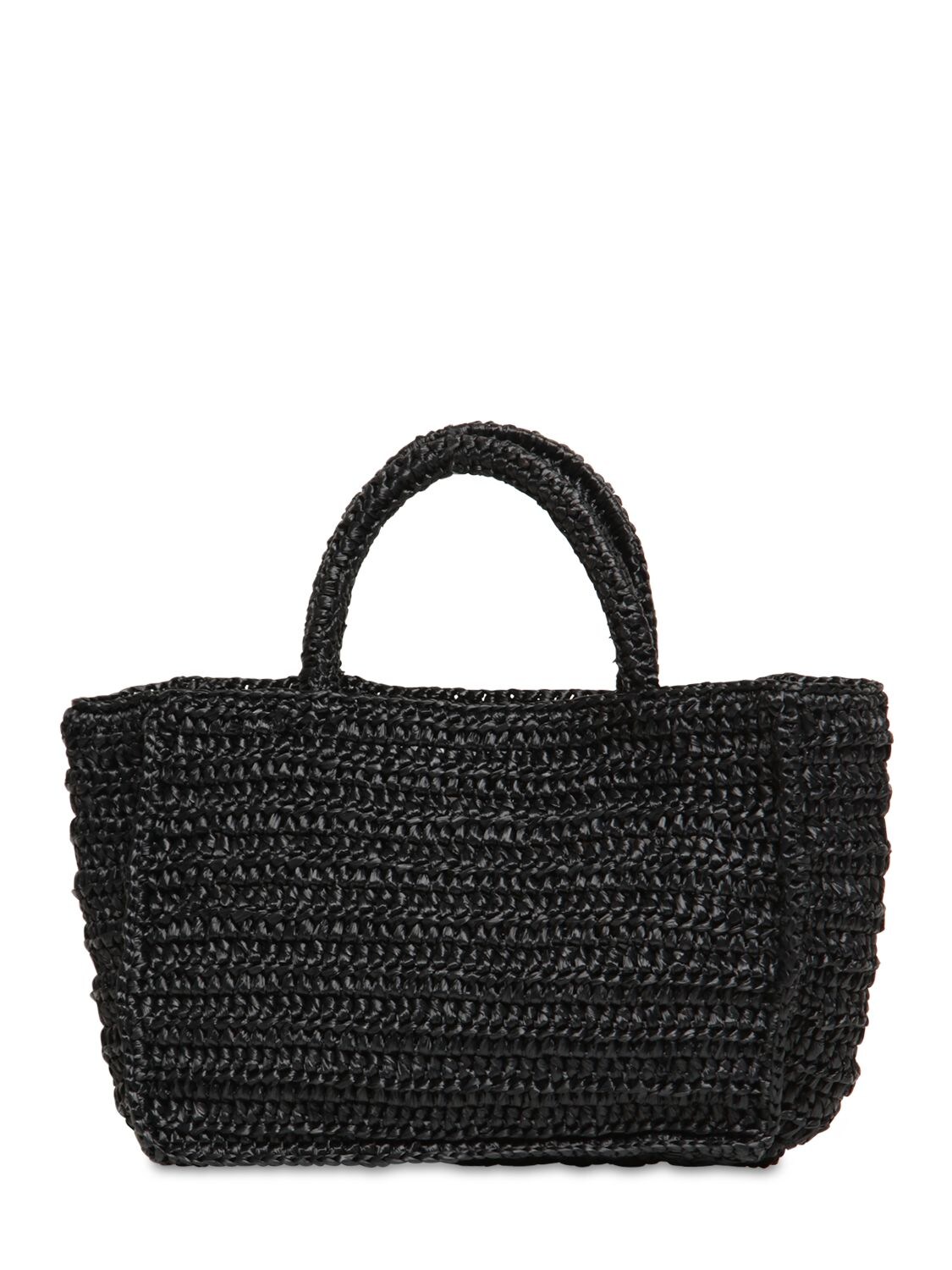 black straw tote