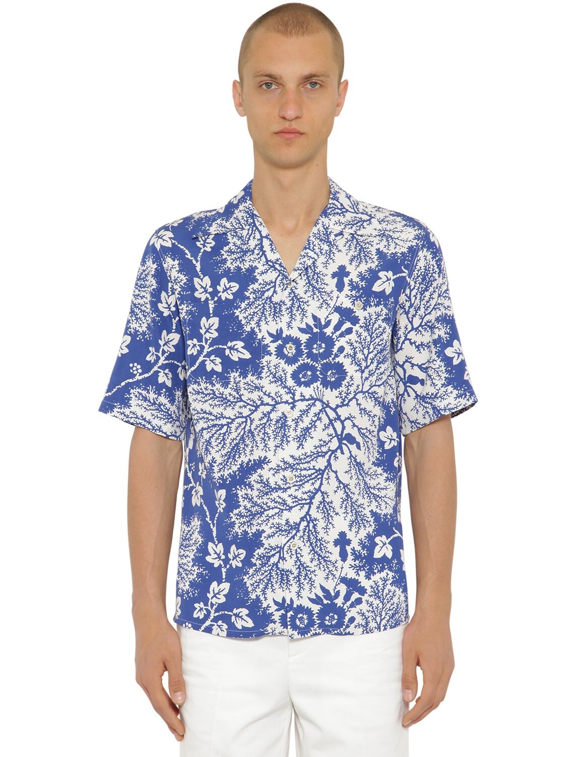 ALEXANDER MCQUEEN FLOWER PRINT VISCOSE BOWLING SHIRT,71IG06017-NDA2NA2