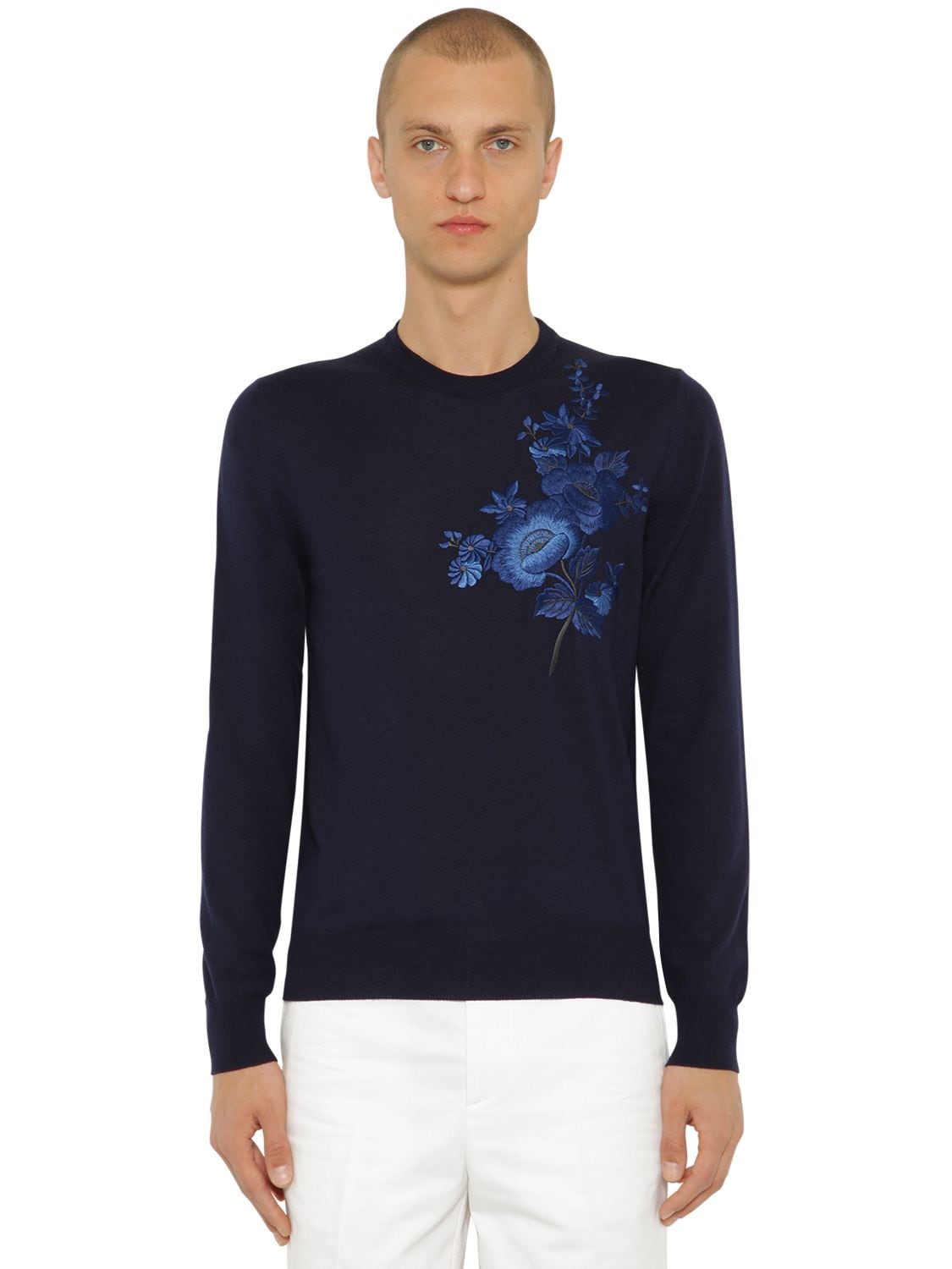 ALEXANDER MCQUEEN EMBROIDERED WOOL KNIT SWEATER,71IG06022-NDE2NG2