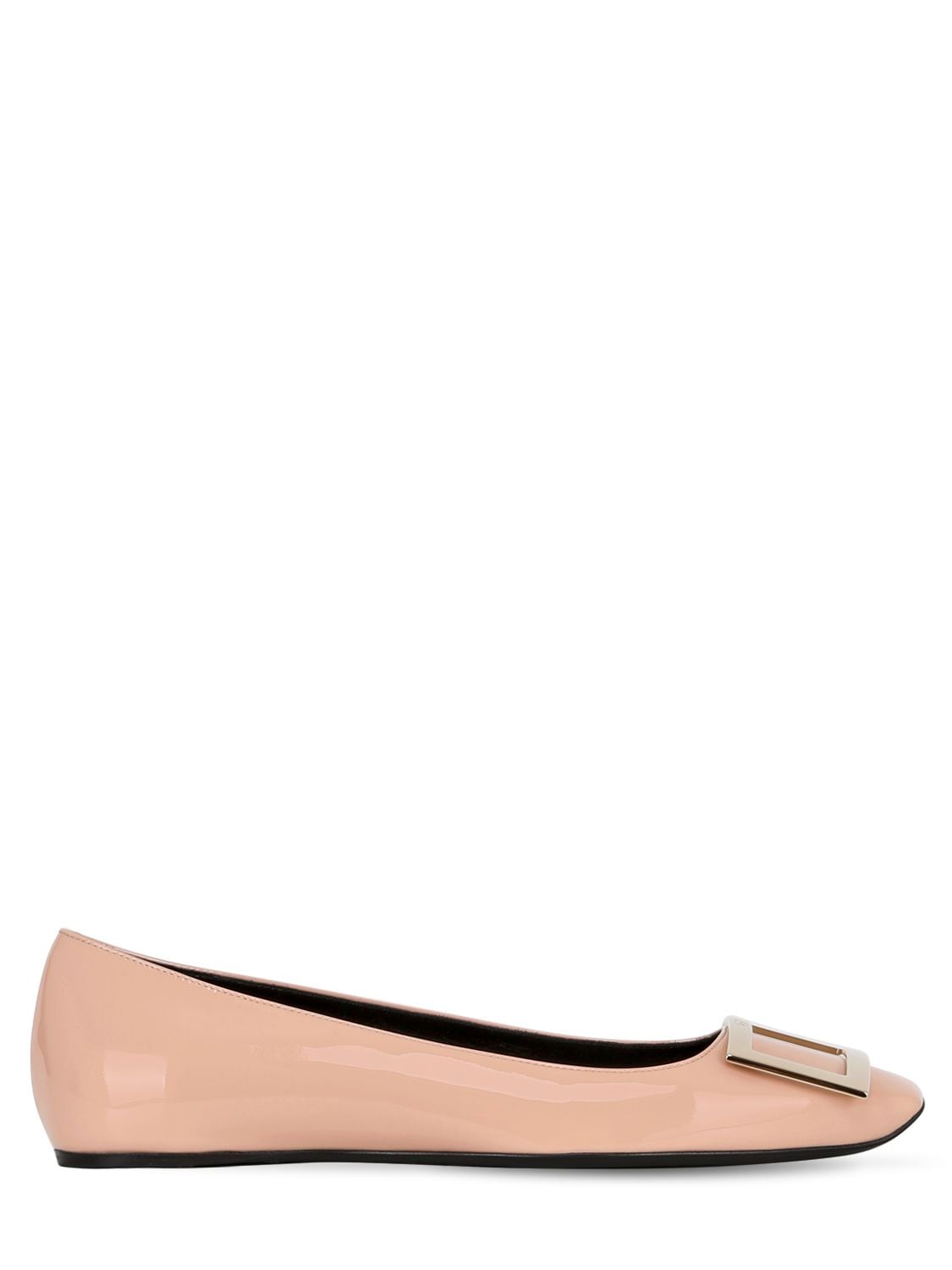 Roger Vivier 10mm Trompette Patent Leather Flats In Nude