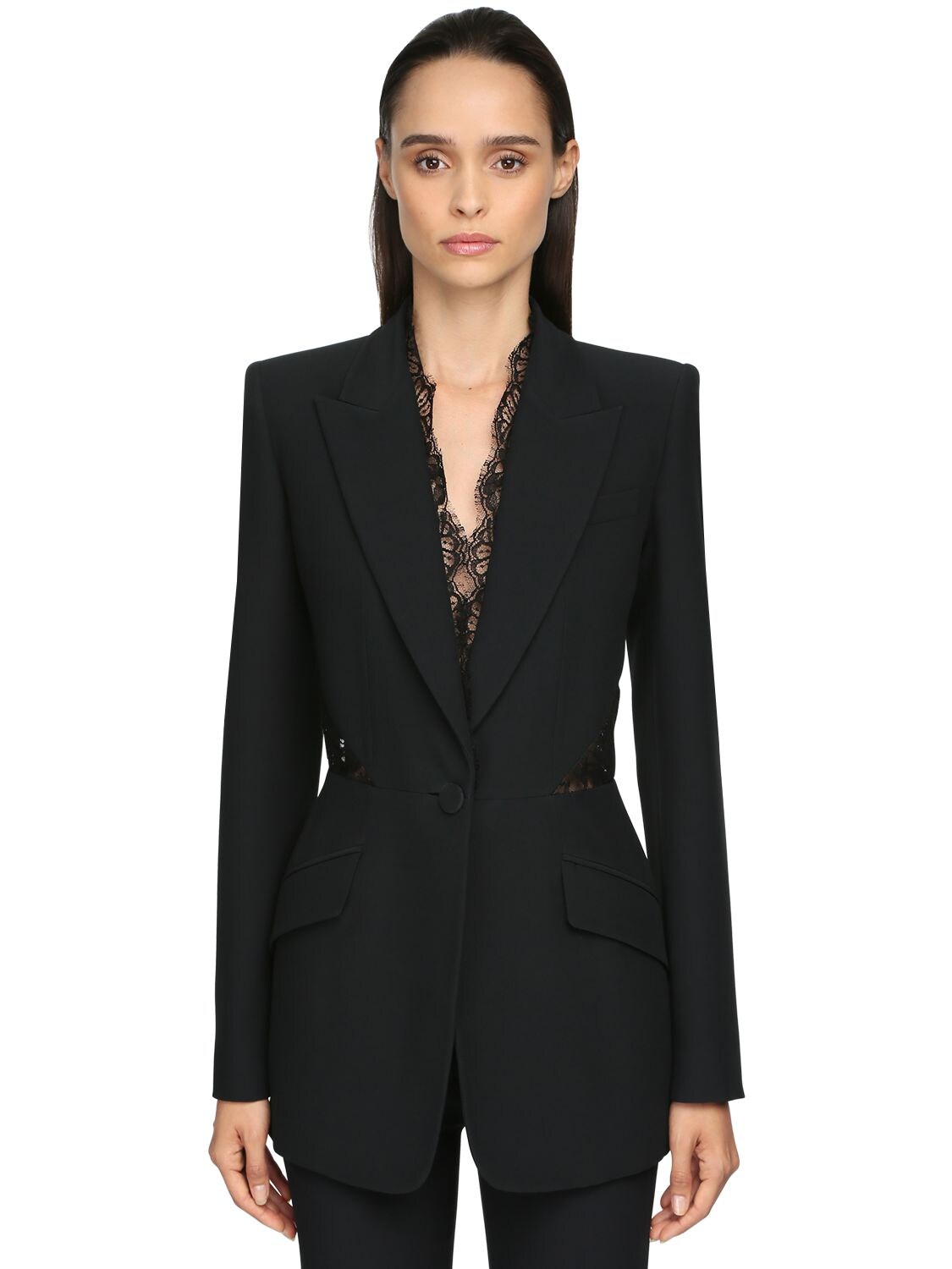 Alexander Mcqueen Backless Light Wool Single Breast Jacket In Black ...