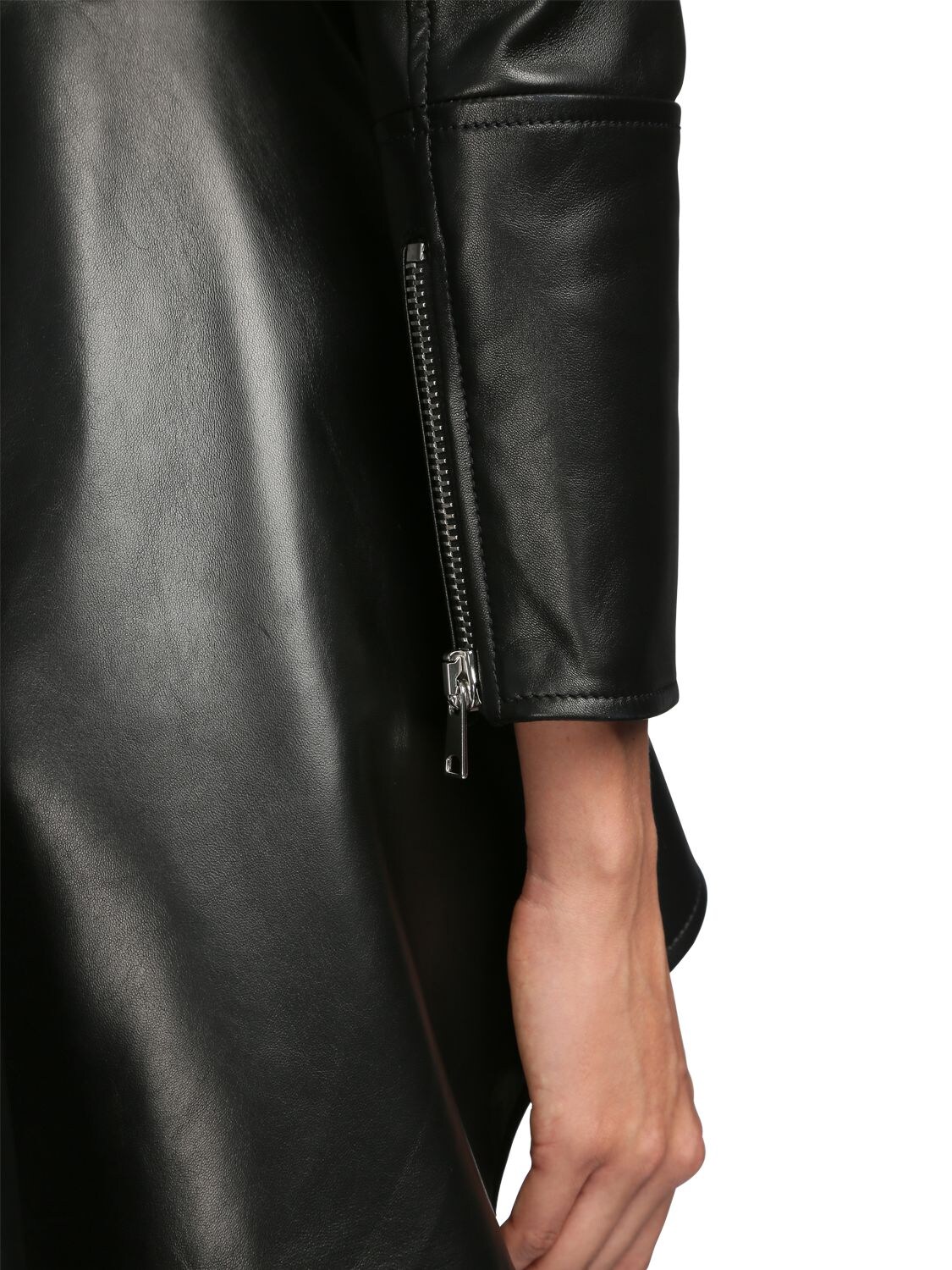 Shop Alexander Mcqueen Leather Biker Jacket W/ Peplum In Black