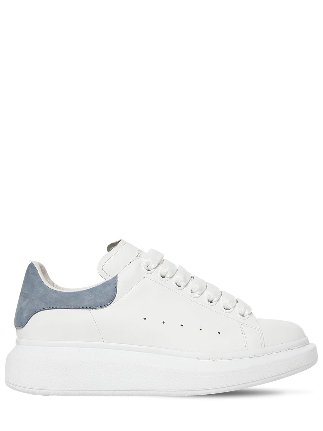 Alexander Mcqueen 45mm  Leather & Suede Sneakers In White,sky Blue