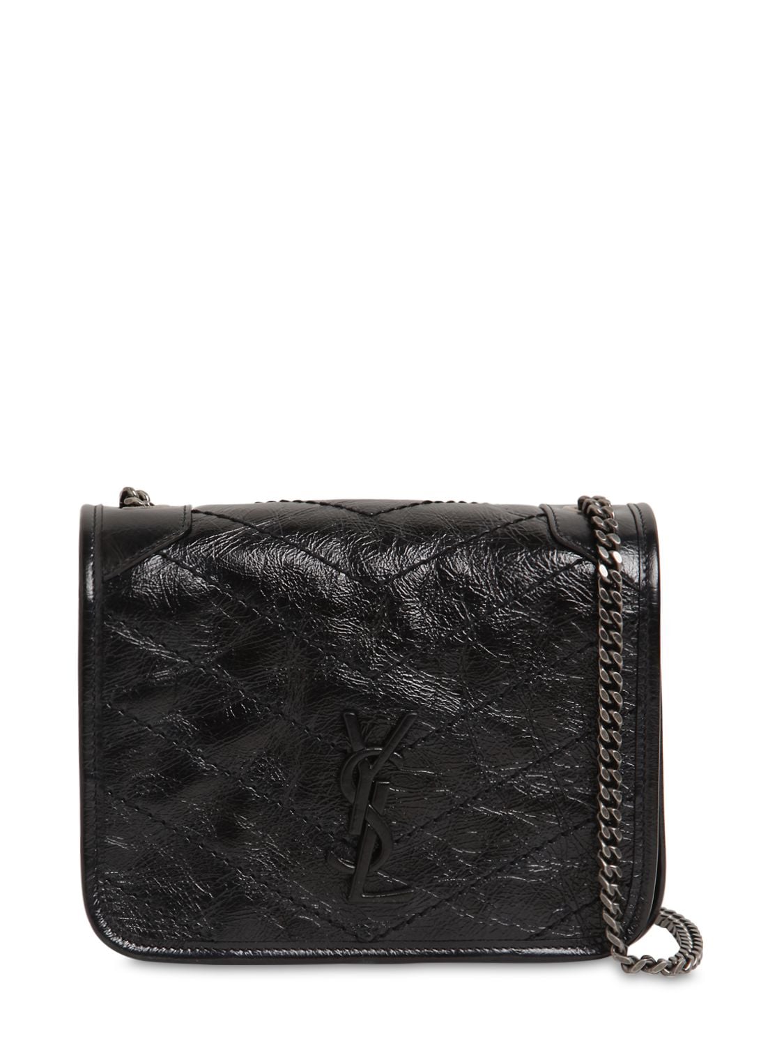 Saint Laurent Niki Vintage Leather Chain Wallet Bag In Black
