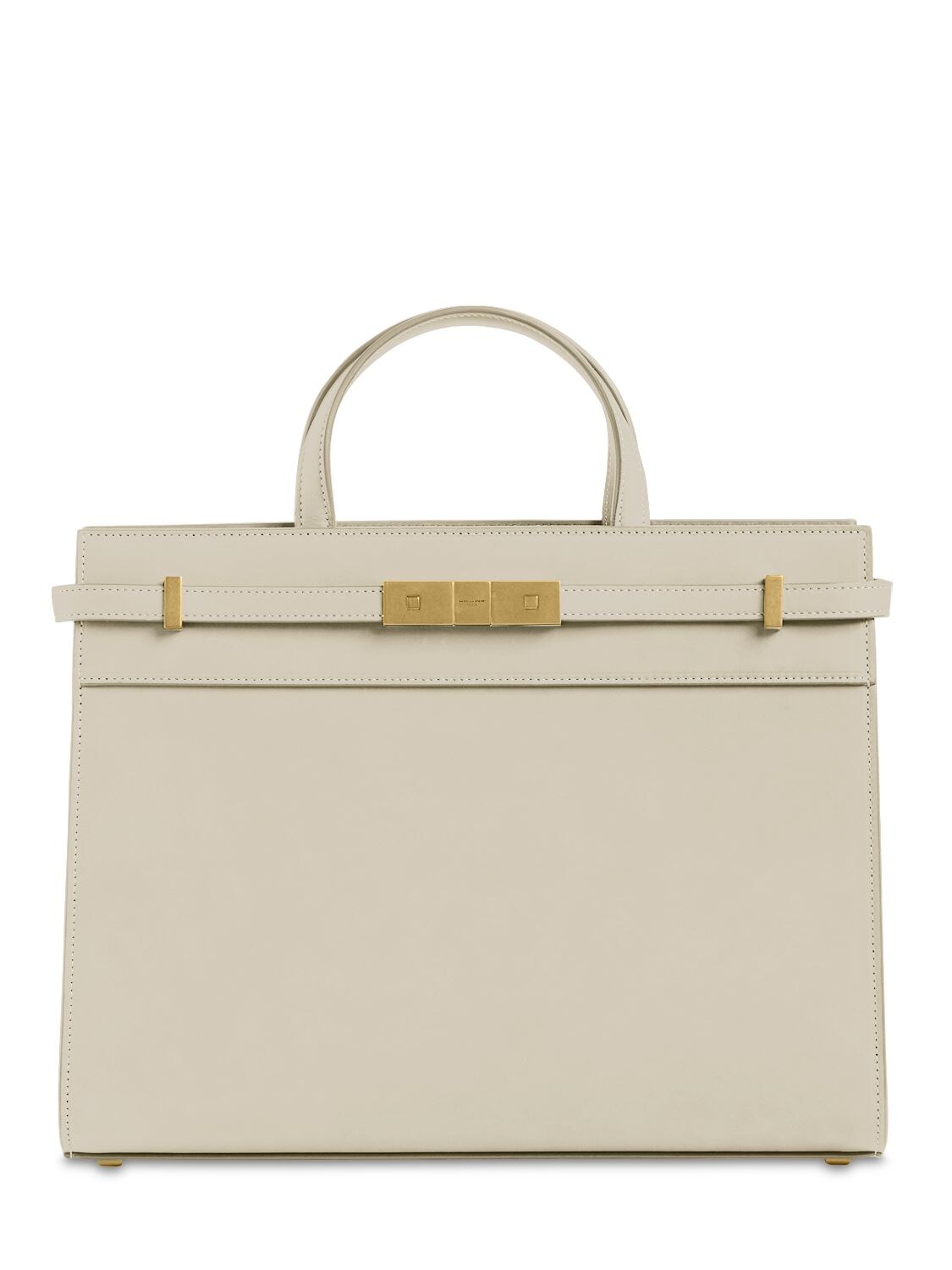 Saint Laurent Small Manhattan Leather Top Handle Bag In Blanc Vintage