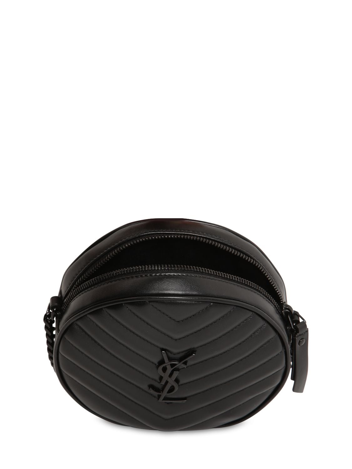 Saint Laurent Jade Ysl Round Quilted Grain de Poudre Crossbody Bag