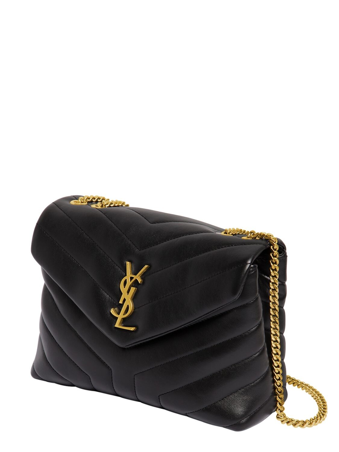 Shop Saint Laurent Small Loulou Leather Shoulder Bag In Black