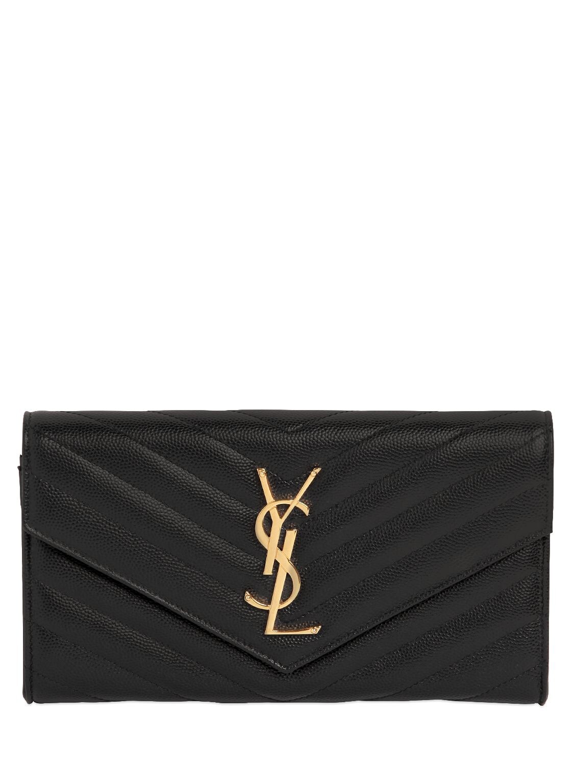 Saint Laurent Large Monogram Quilted Leather Wallet In Noir