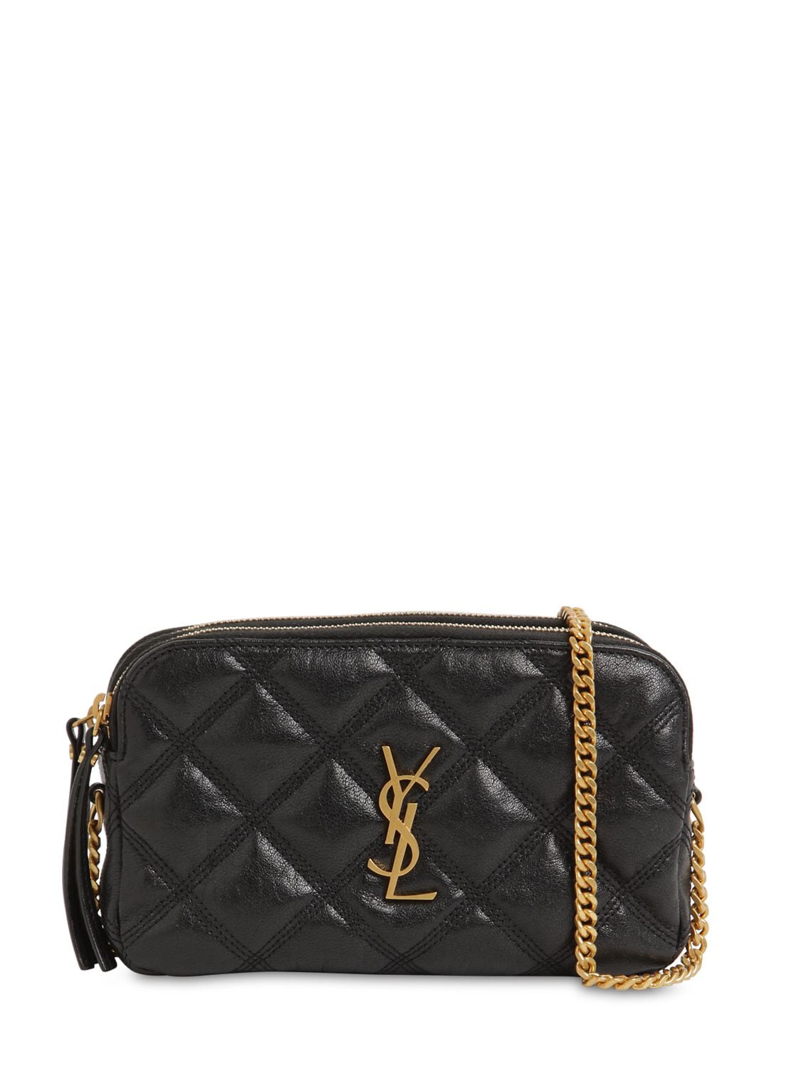 Saint Laurent Becky Double-zip Quilted Leather Bag In Black