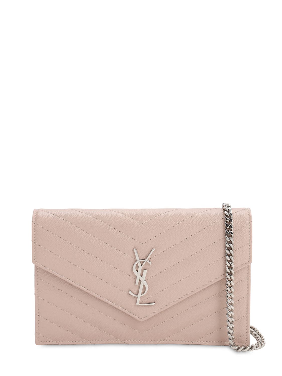 Saint Laurent “monogram”小号绗缝皮革单肩包 In Marble Pink