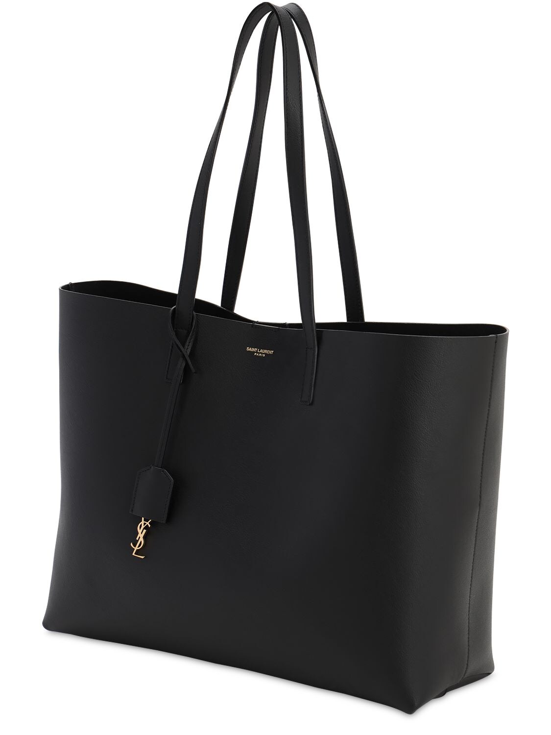 Shop Saint Laurent Leather Shopping Bag In Black