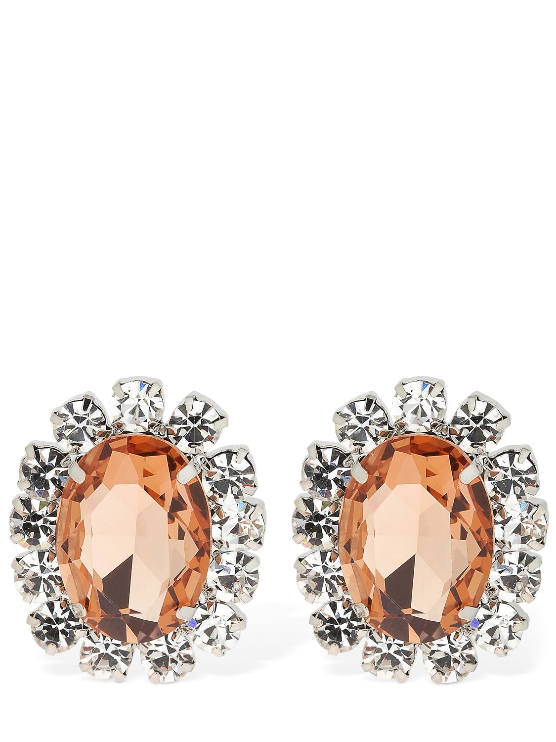 Area Costume Crystal Clip-on Earrings In Peach,crystal