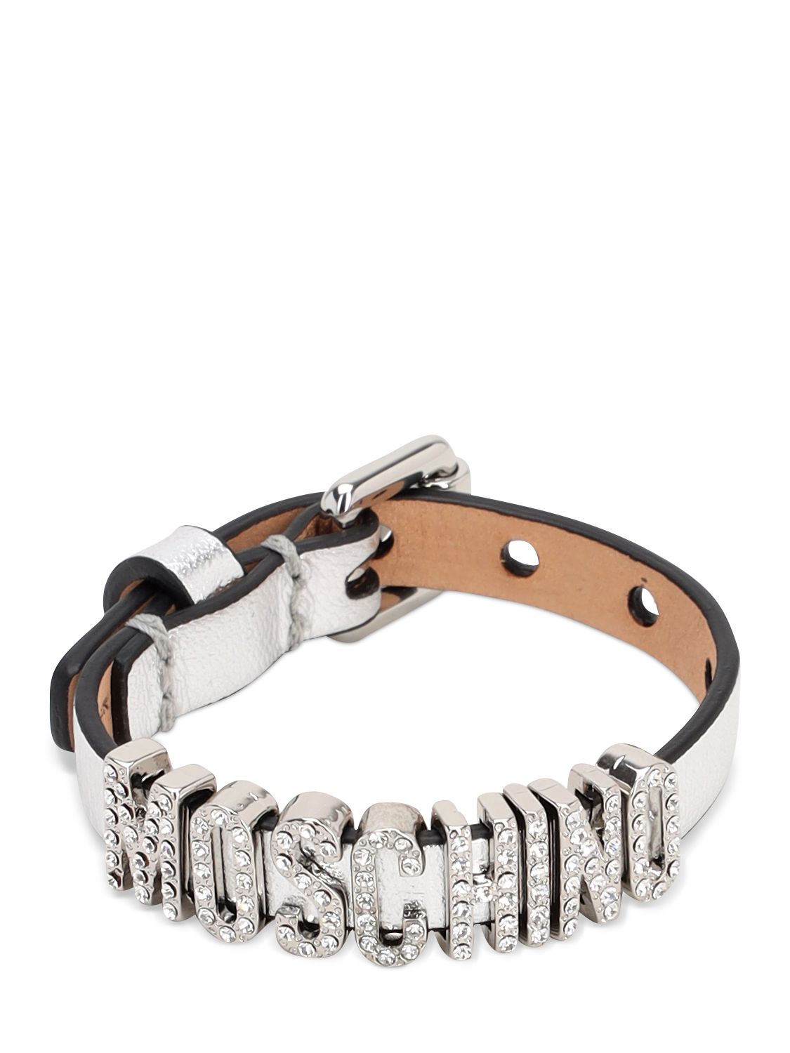 "moschino"水晶装饰皮革手链